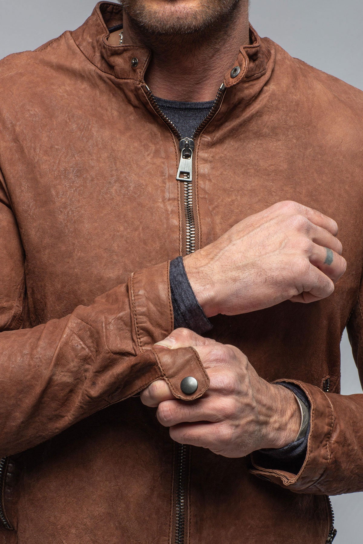 Cherto Waxed Moto In Cognac | Mens - Outerwear - Leather | Gimo's