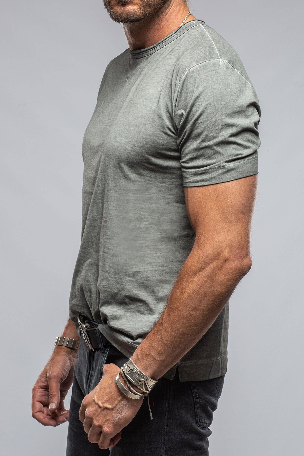 York Crew Neck in Steel Grey | Mens - Shirts - T-Shirts | Gimo's Cotton