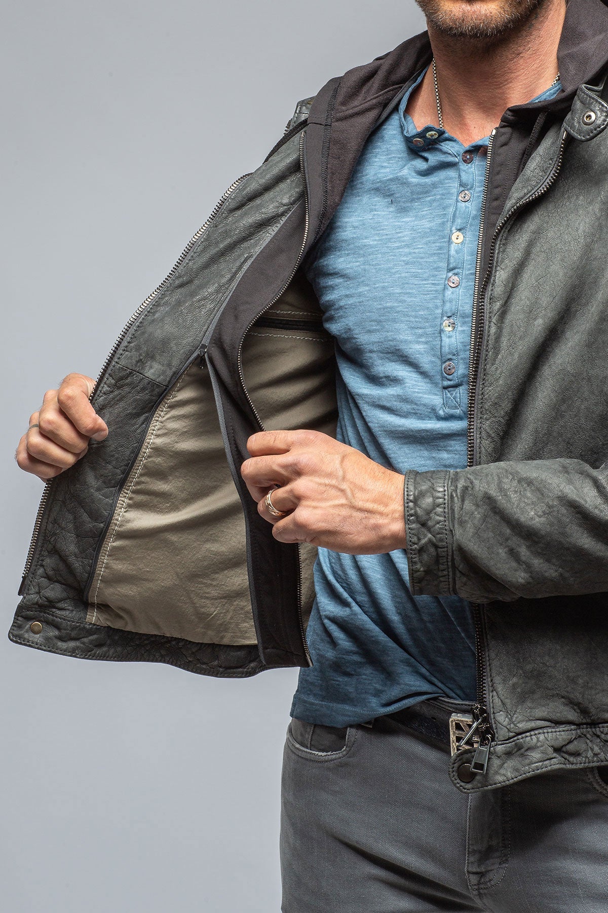 Cerano Hooded Jacket | Mens - Outerwear - Leather | Gimo's