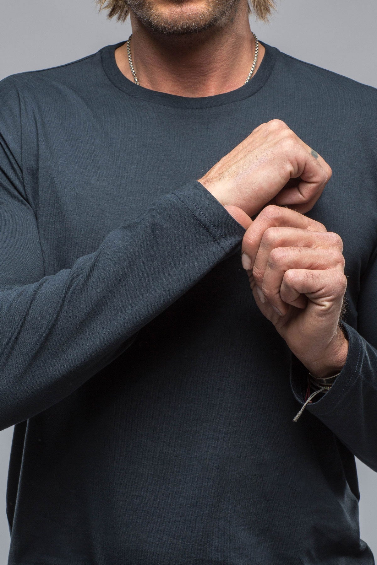 Brea LS Crew in Navy | Mens - Shirts - T-Shirts | Georg Roth