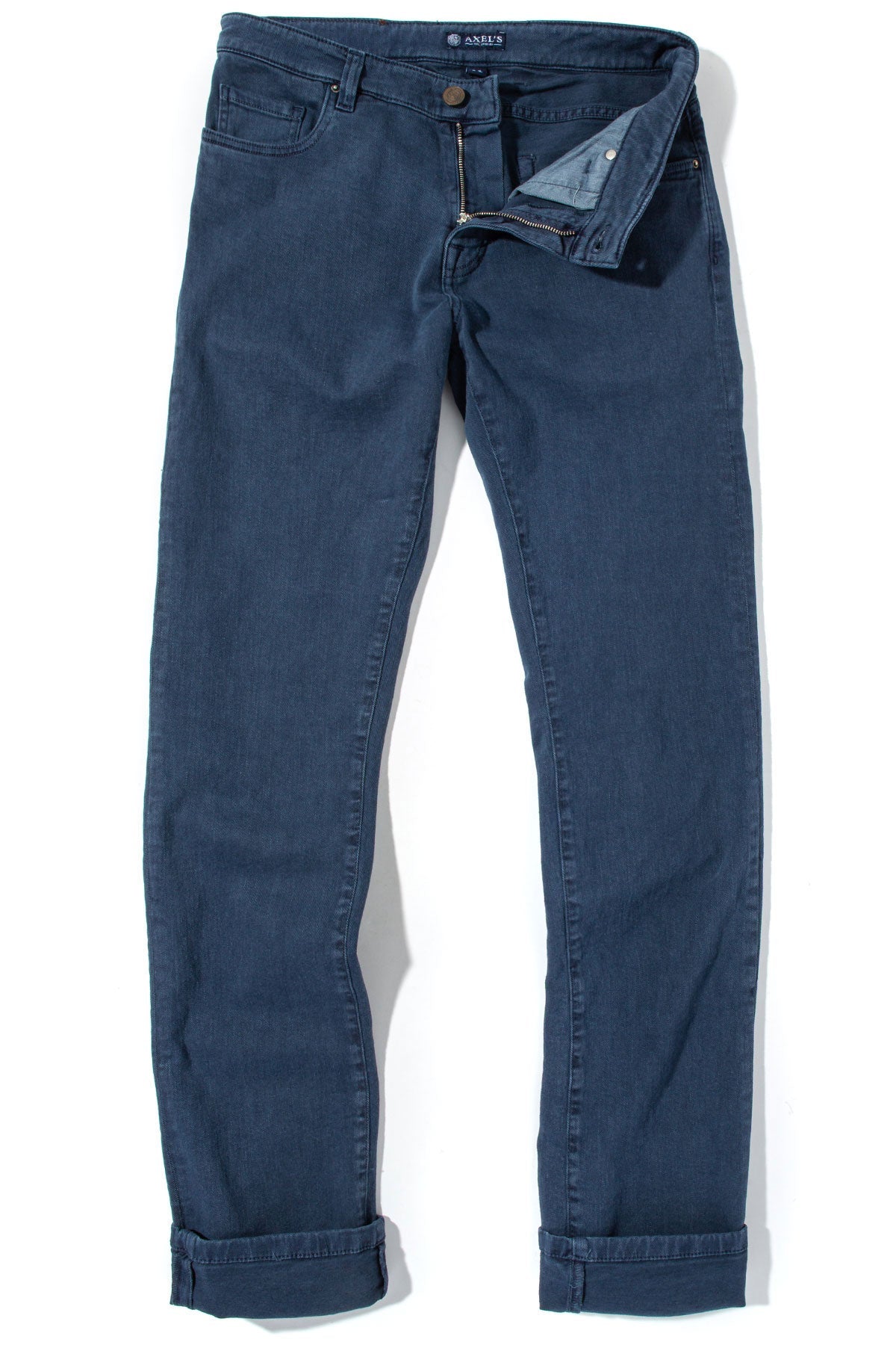 Taos Slim Cotton/Linen Denim in Blu Oxford | Mens - Pants - 5 Pocket | Axel's Premium Denim