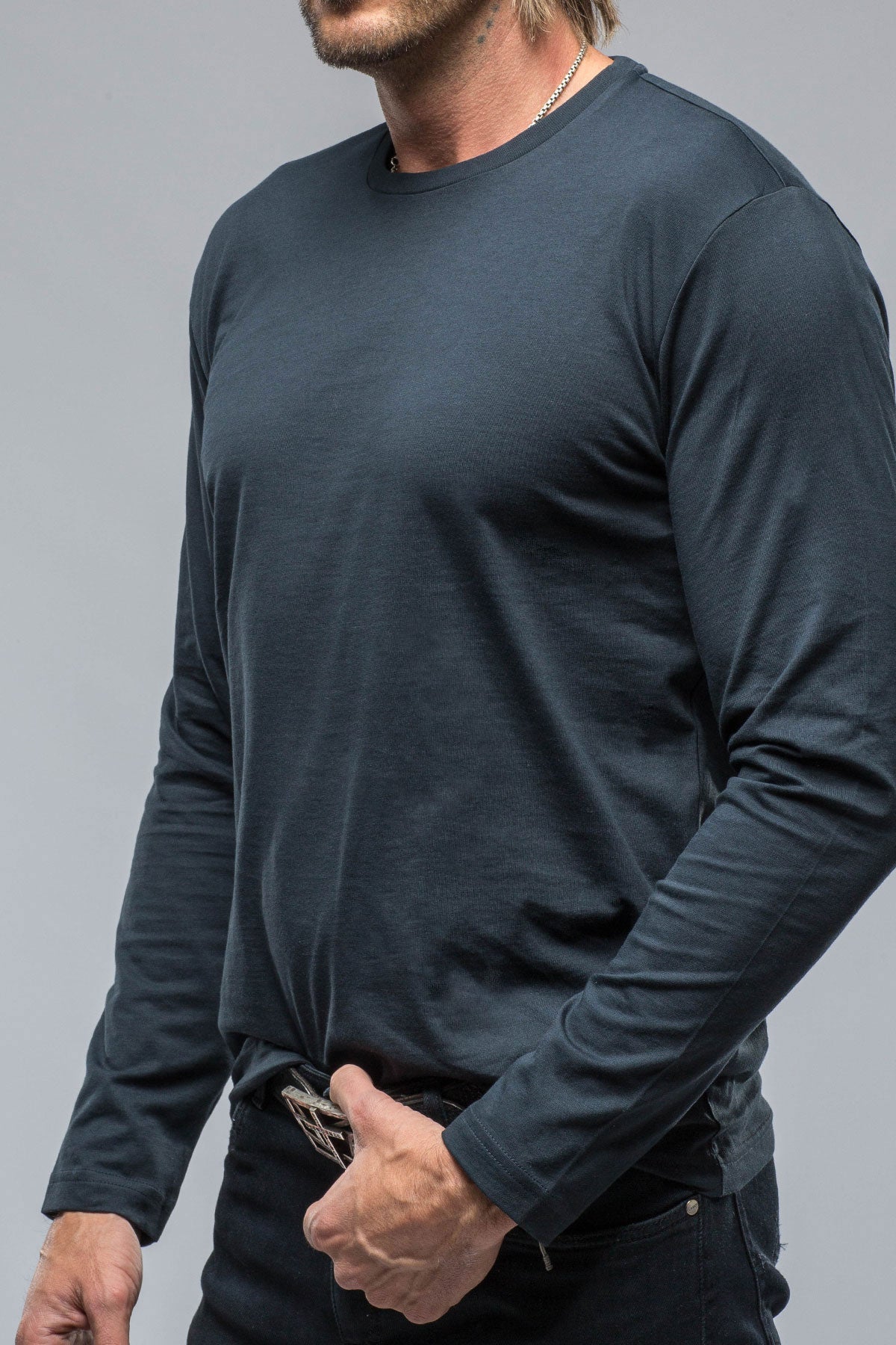 Brea LS Crew in Navy | Mens - Shirts - T-Shirts | Georg Roth