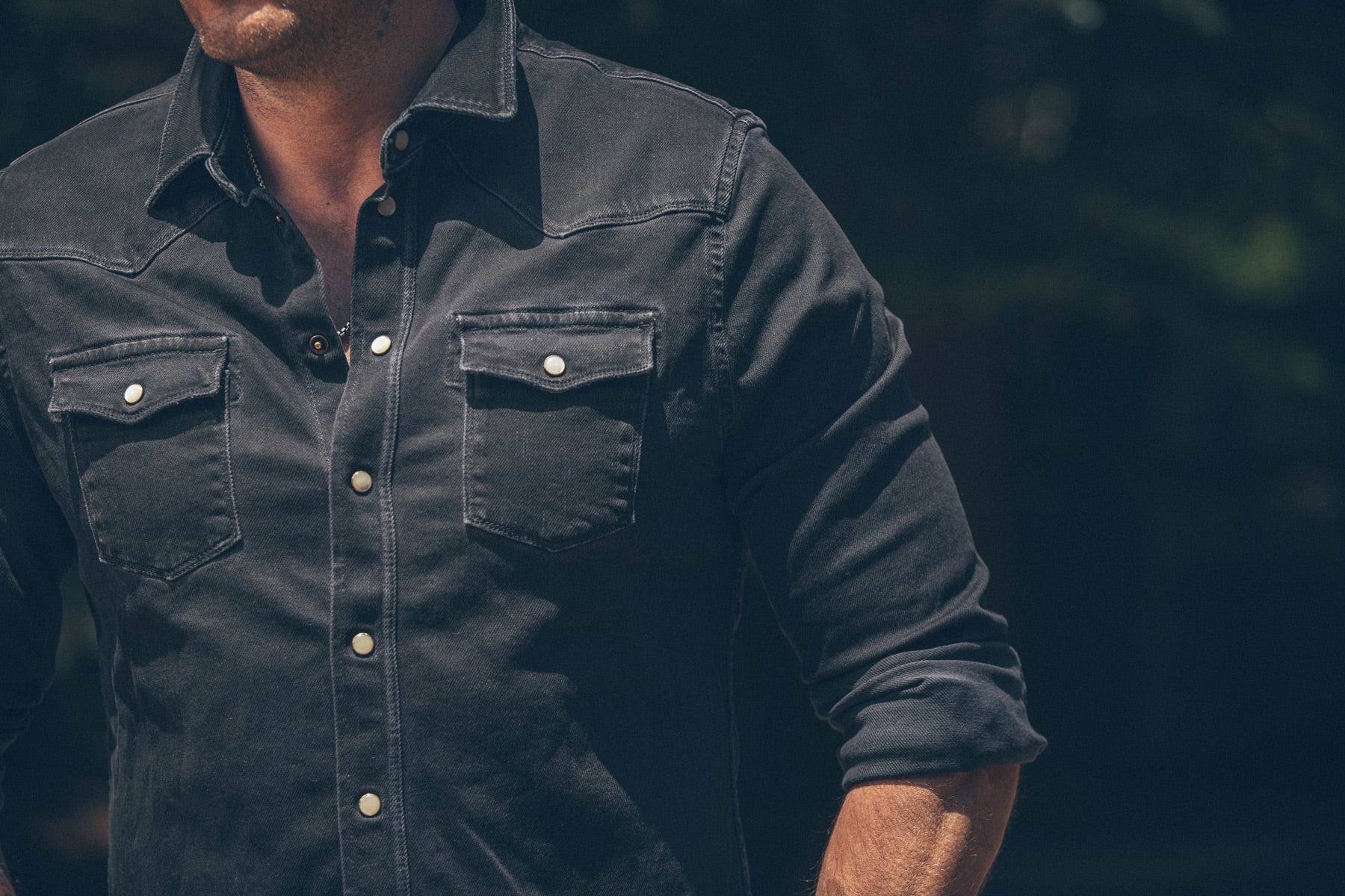 Roper Over-Dyed Western Snap Shirt In Nero - AXEL'S