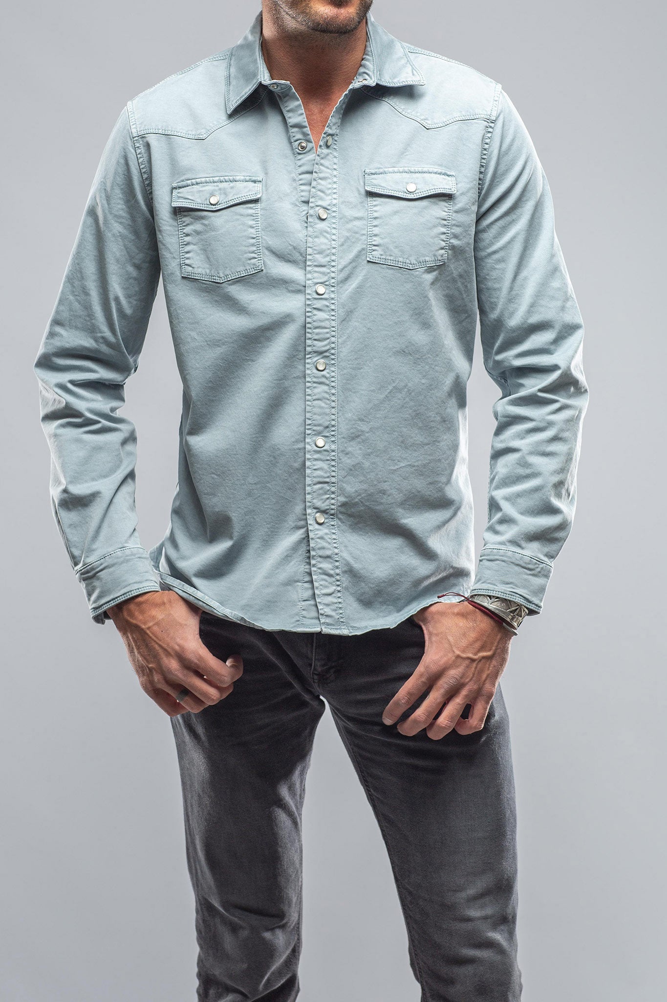 Cassidy Snap Shirt In Turchese | Mens - Snap Shirts | Axel's Premium Denim