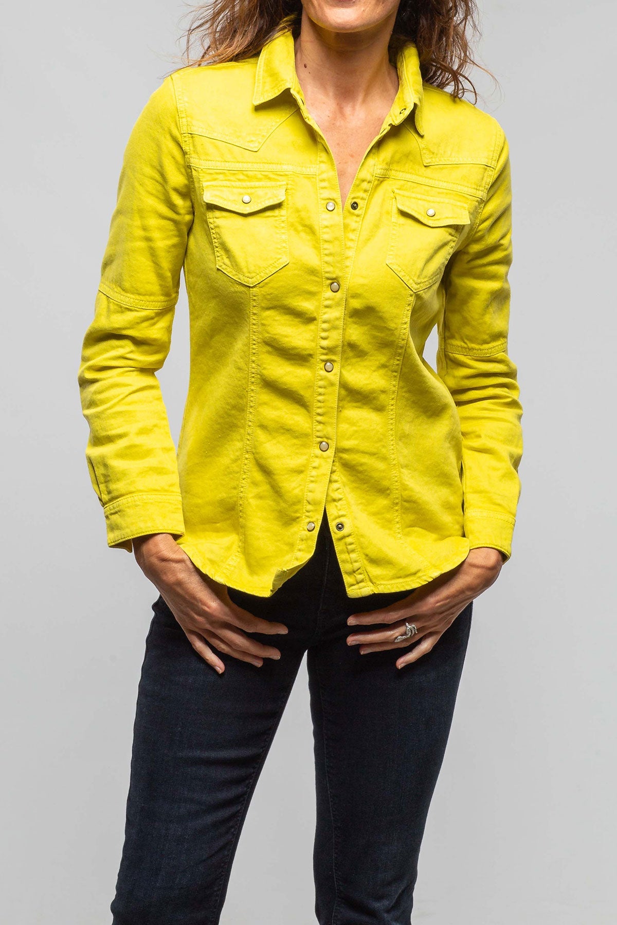 Yarmony Linen-Cotton Snap Shirt In Limone - AXEL'S