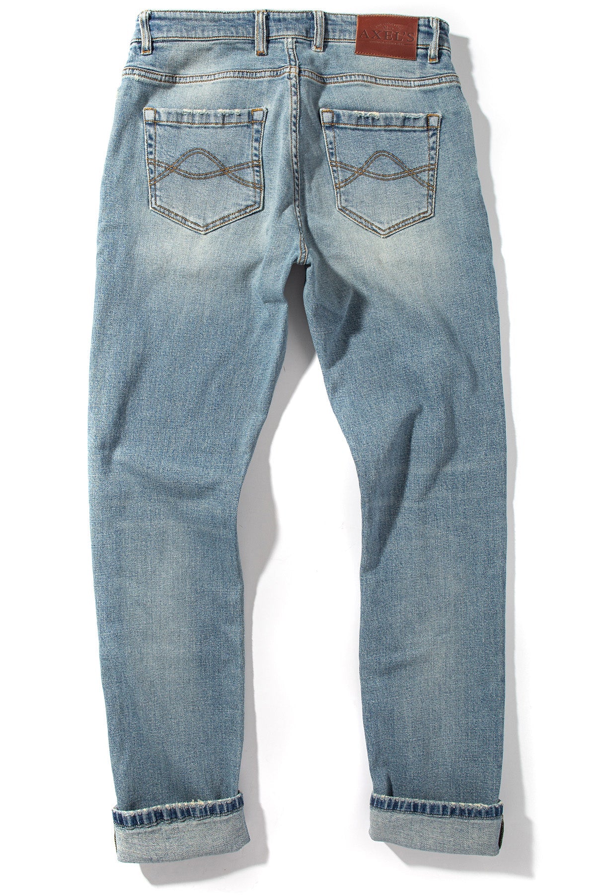 Kingman Denim In Light Wash Gold Stitch