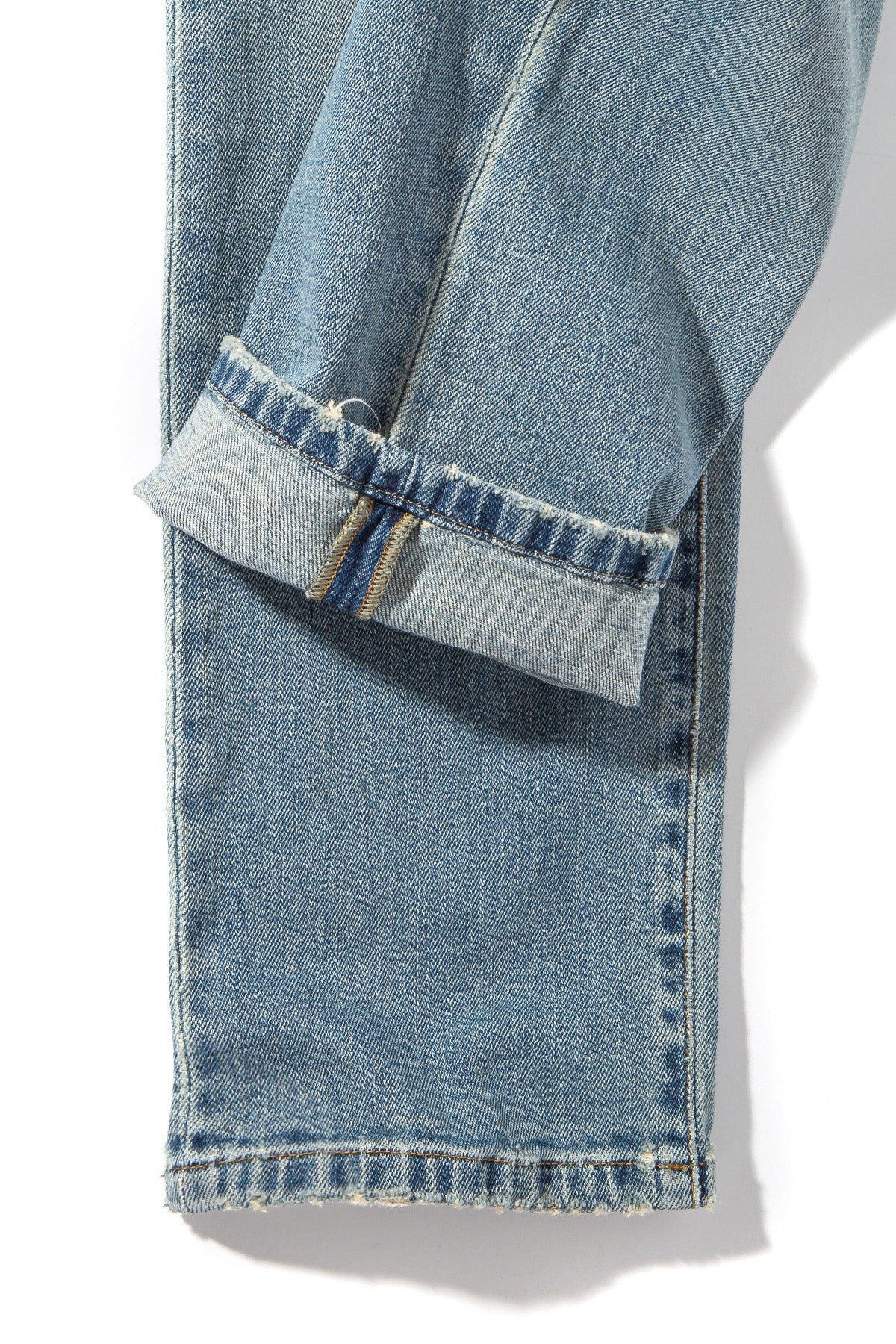 Kingman Denim In Light Wash Gold Stitch