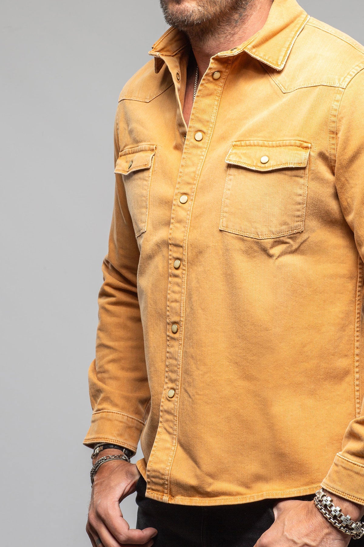 Ranger Colored Denim Snap Shirt In Melone - AXEL'S