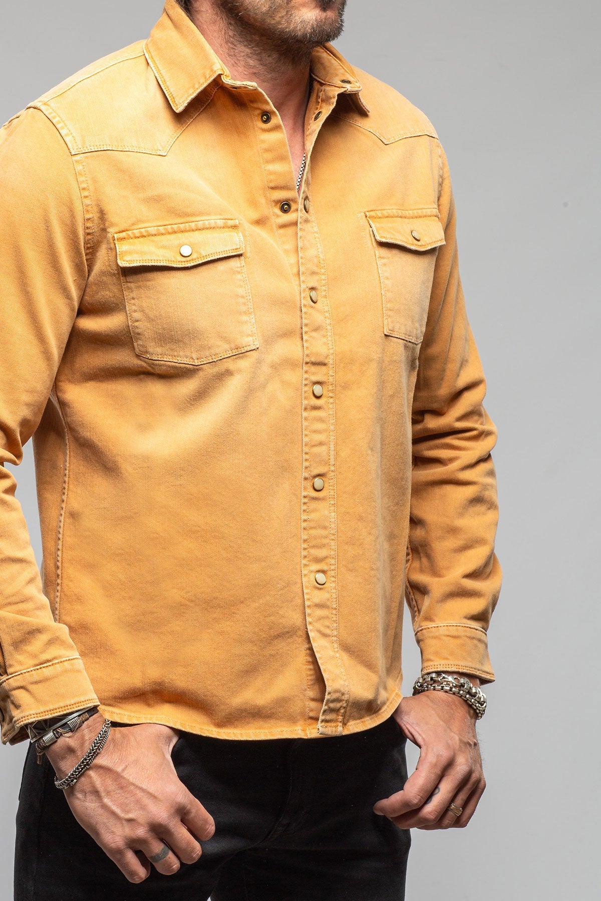 Ranger Colored Denim Snap Shirt In Melone - AXEL'S