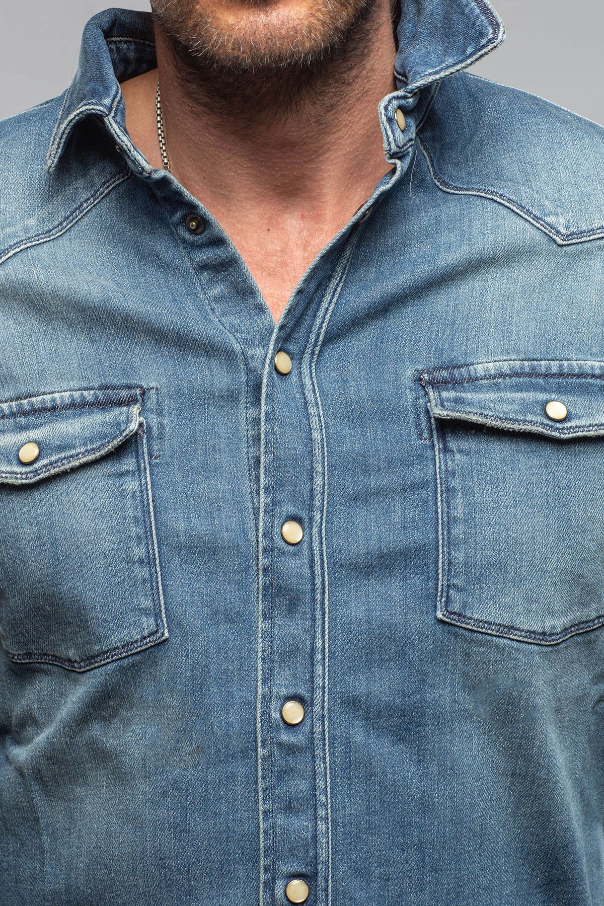 Roper Over-Dyed Western Snap Shirt In Mid Blue