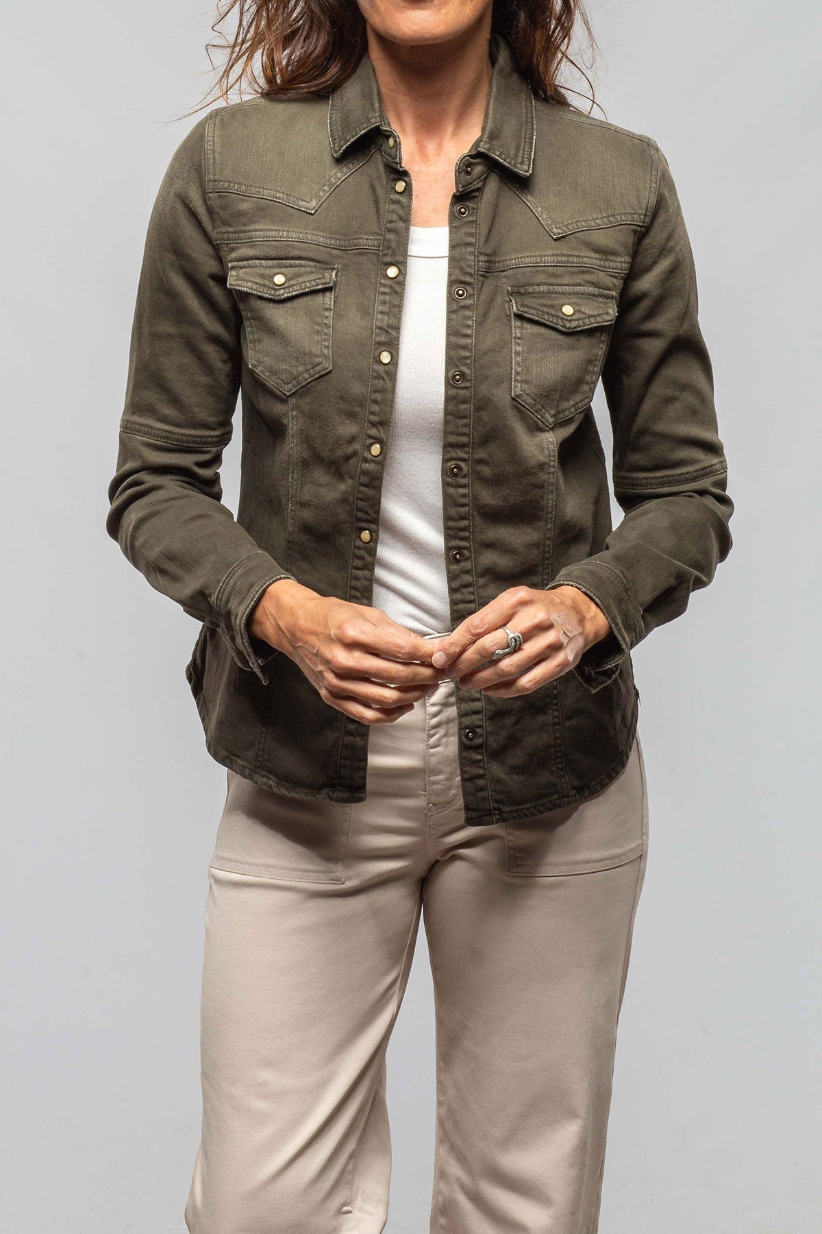 Sweetwater Denim Shirt In Army Green - AXEL'S