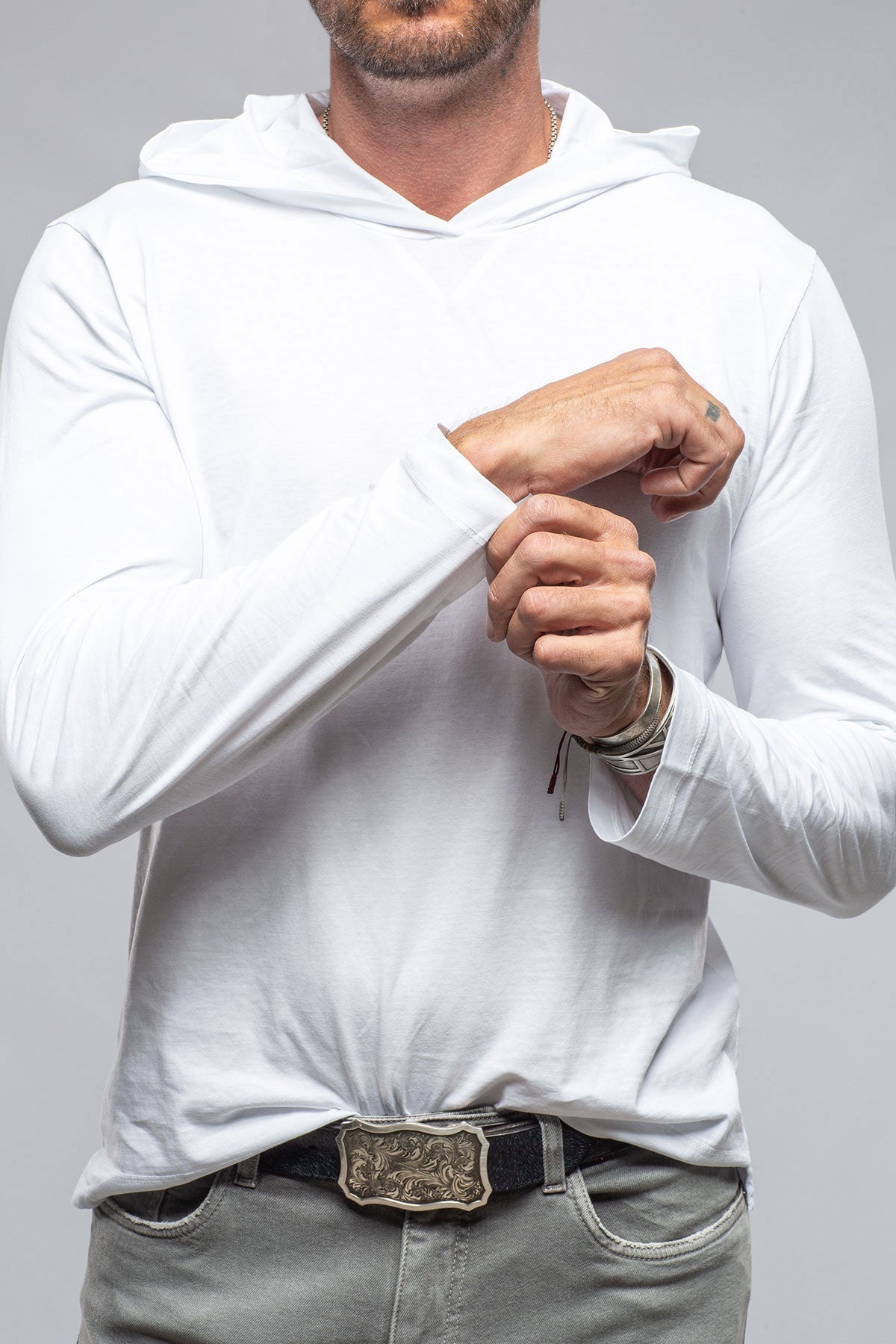 Ventura Hooded Tee in White | Mens - Shirts - T-Shirts | Gimo's Cotton