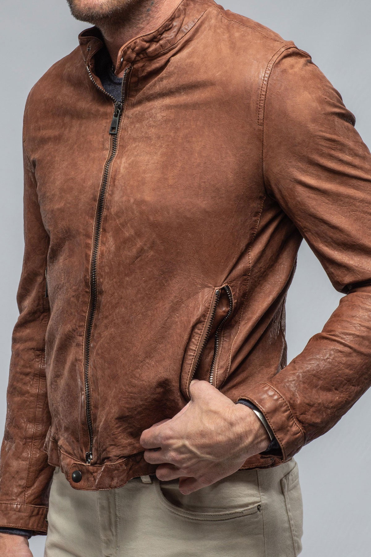 Cherto Waxed Moto In Cognac | Mens - Outerwear - Leather | Gimo's