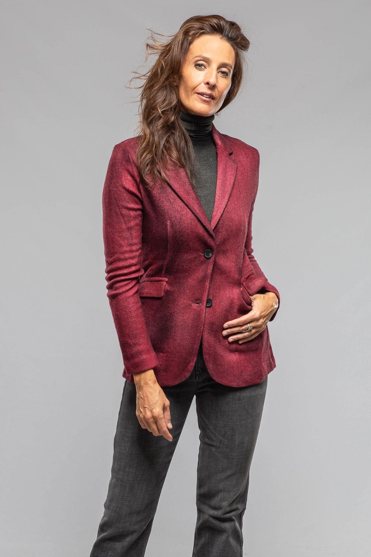 Avant Toi | Borgo Hand Painted Blazer In Dark Wine | Ladies - Tailored - Jackets