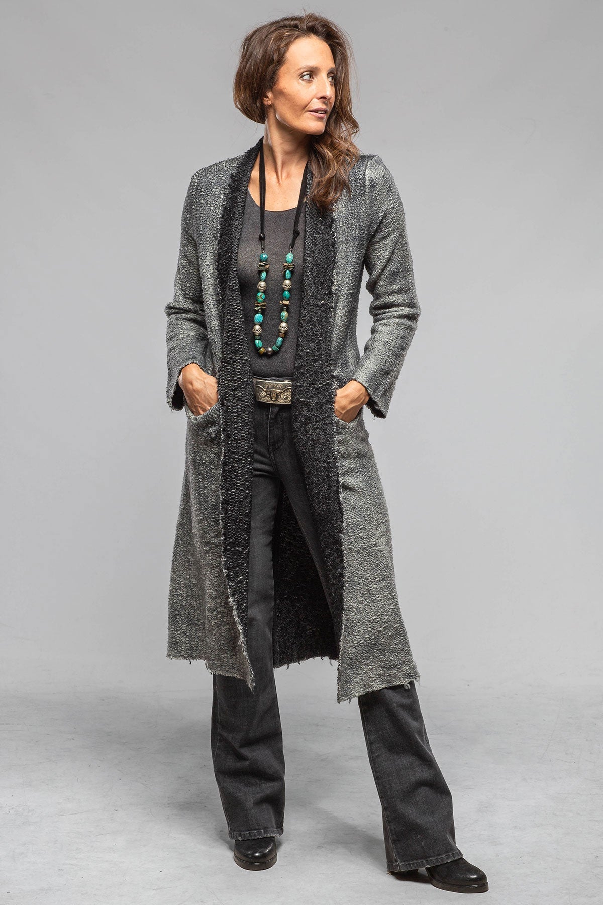 Calla Boucle Sweater Coat In Husky | Ladies - Sweaters | Avant Toi