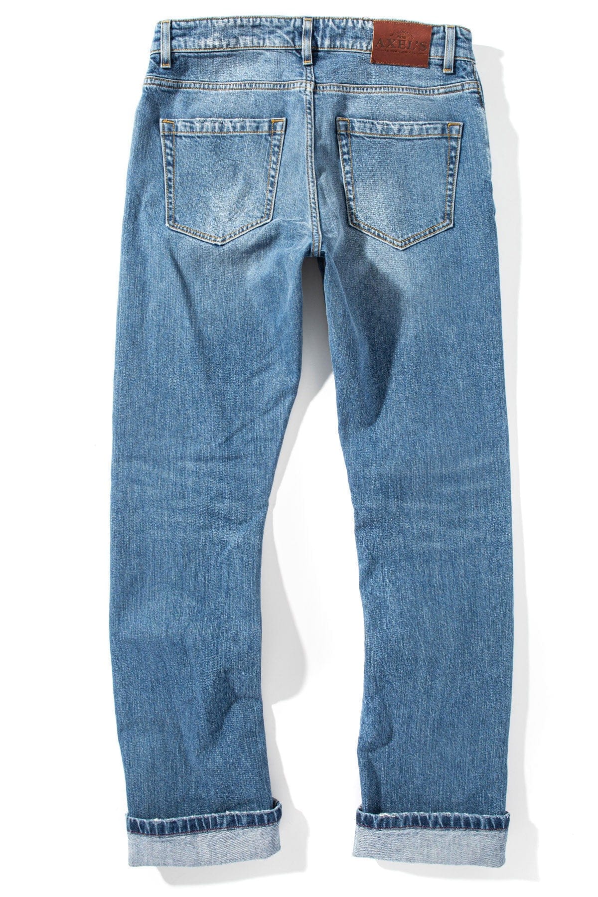 Callum Selvedge Straight Denim In Mid Blue - AXEL'S