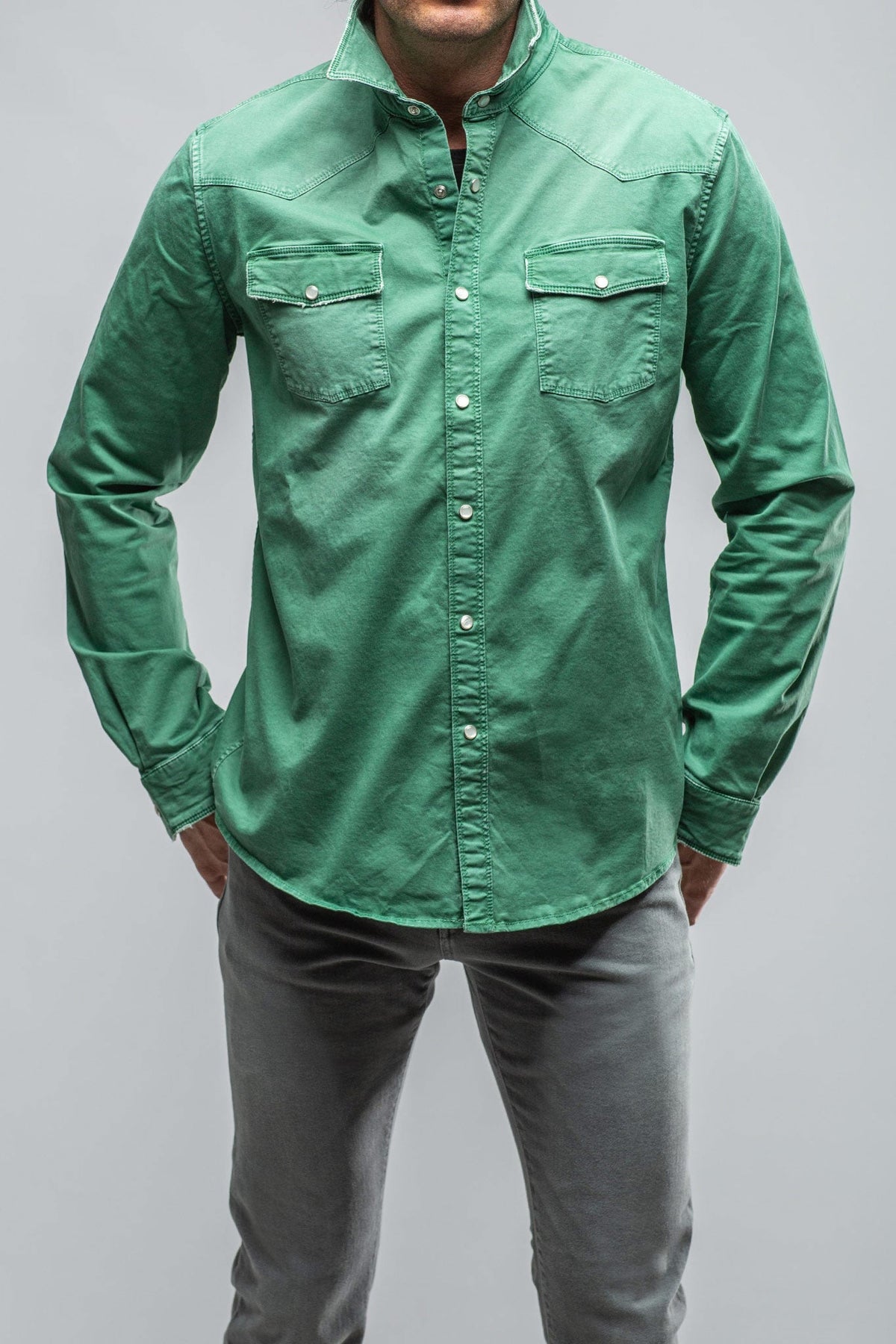 Axel's Premium Denim | Cassidy Snap Shirt Verde Giada | Mens - Snap Shirts
