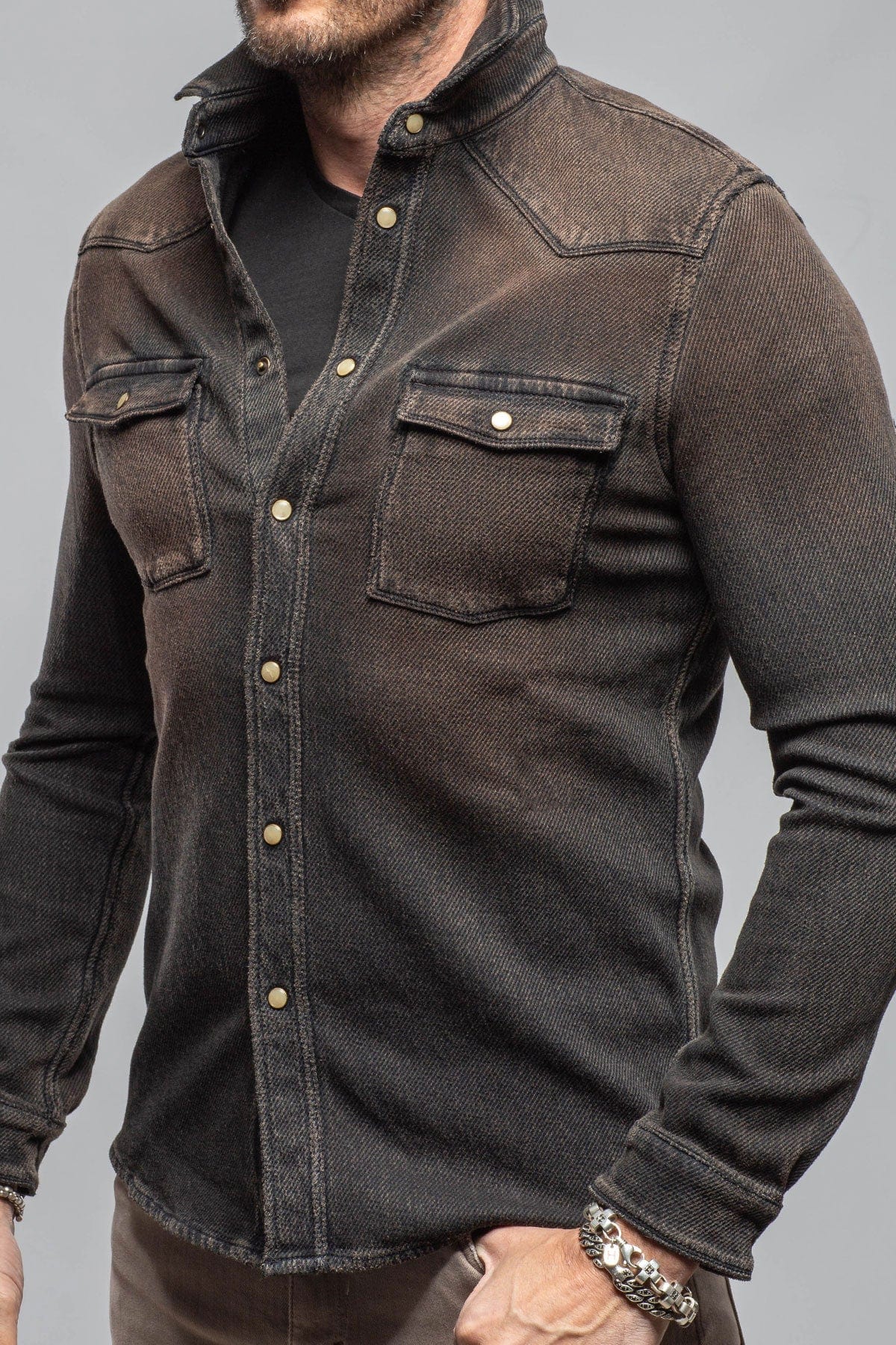 Cutter Knit Snap Shirt In Desert - AXEL'S