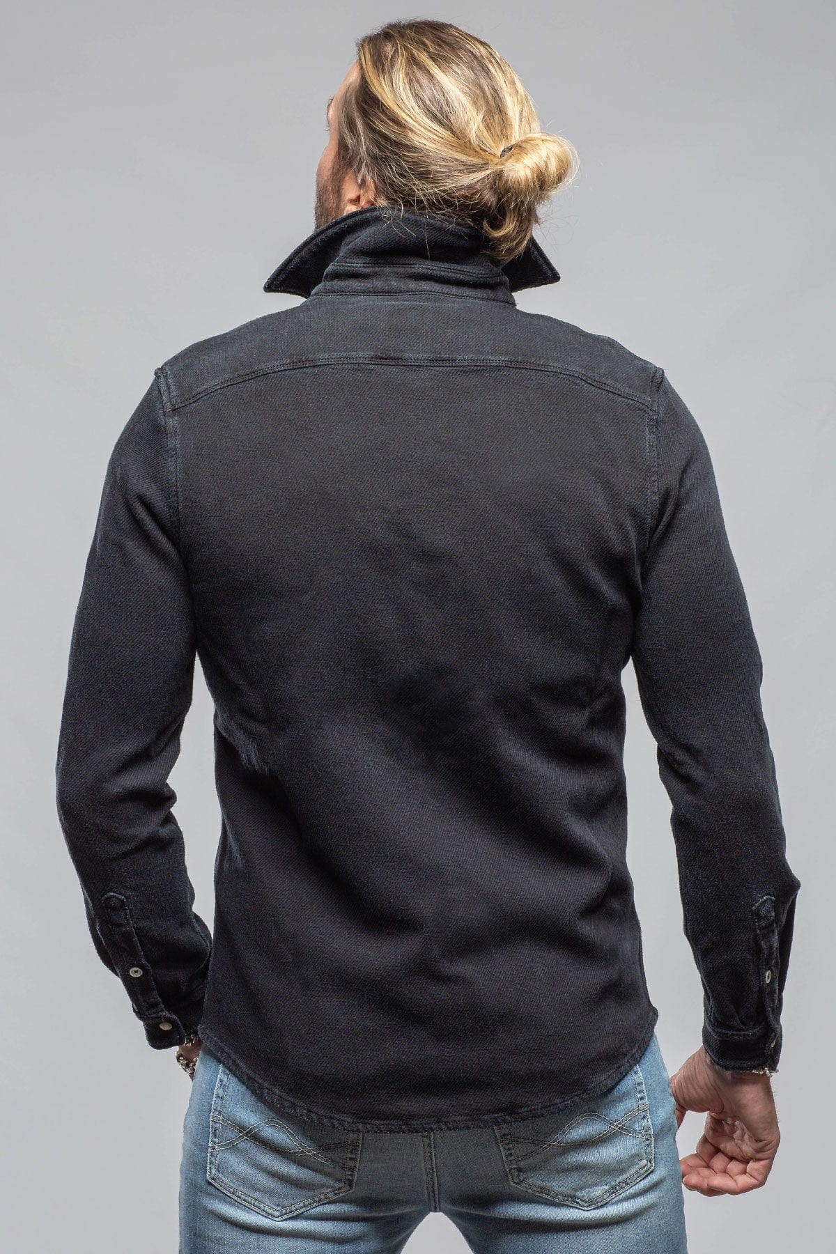 Cutter Knit Snap Shirt In Nero - AXEL'S