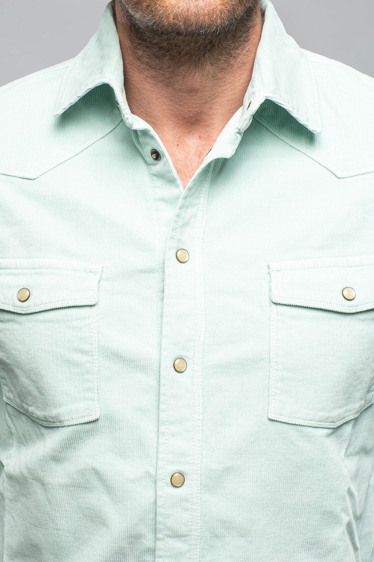 Prime Western Corduroy Snap Shirt In Spearmint - AXEL'S