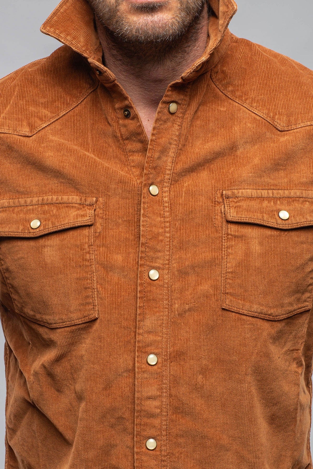Prime Western Corduroy Snap Shirt In Ruggine - AXEL'S