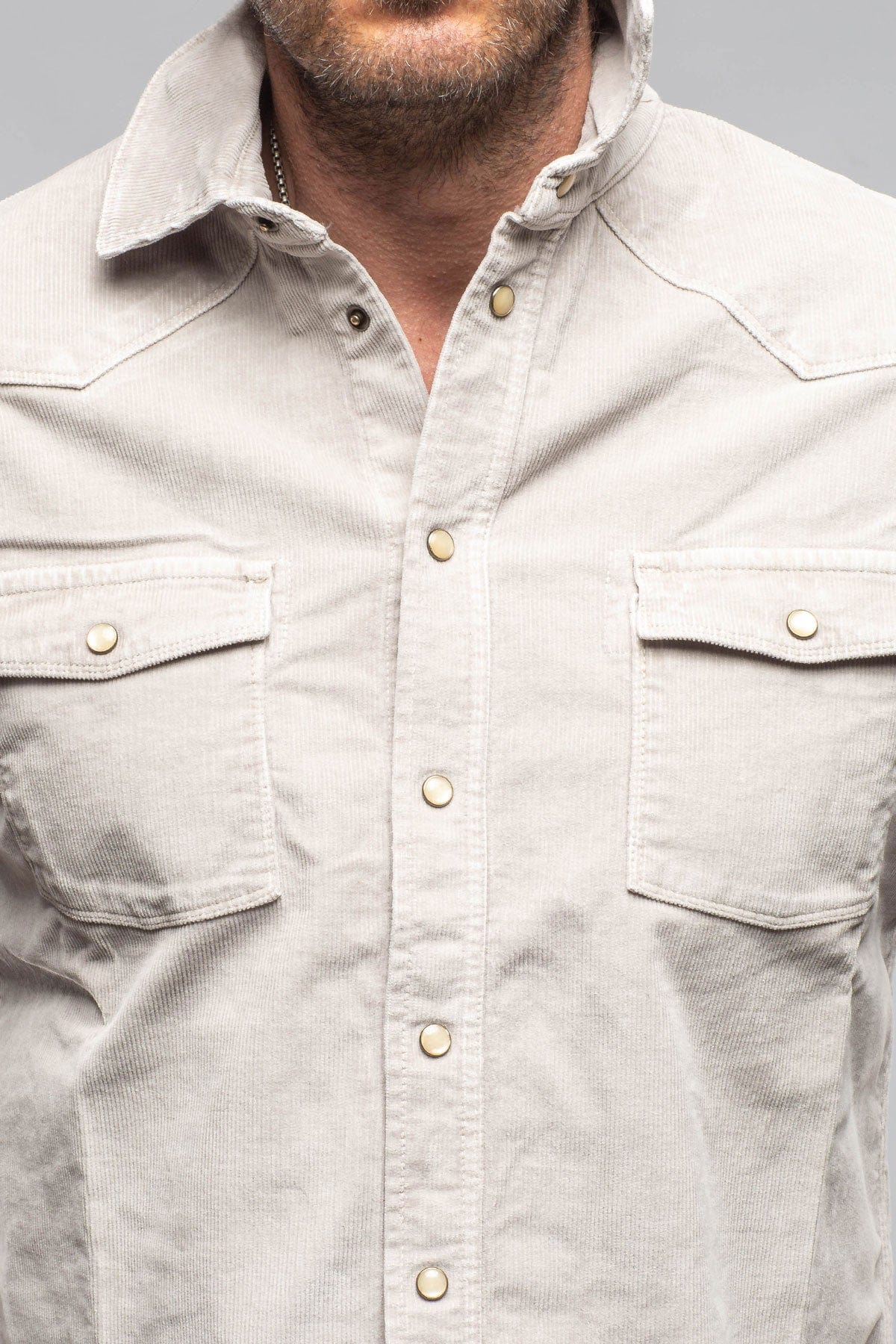 Prime Western Corduroy Snap Shirt In Sasso - AXEL'S