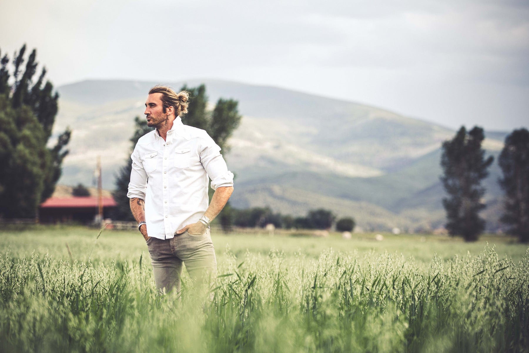 Ranger Colored Denim Snap Shirt In White - AXEL'S