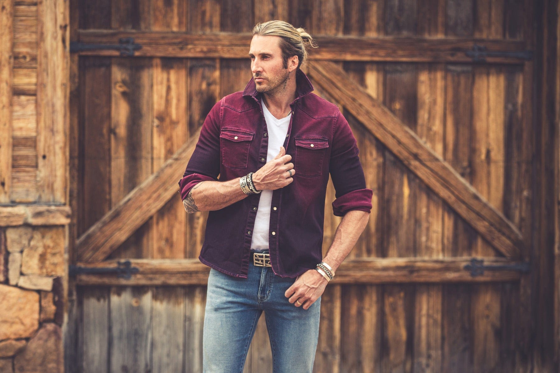 Roper Over-Dyed Western Snap Shirt In Bordeaux - AXEL'S