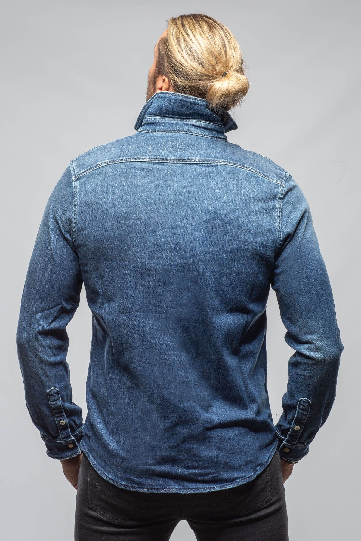 Roper Over-Dyed Western Snap Shirt In Medium Dark Blue - AXEL'S