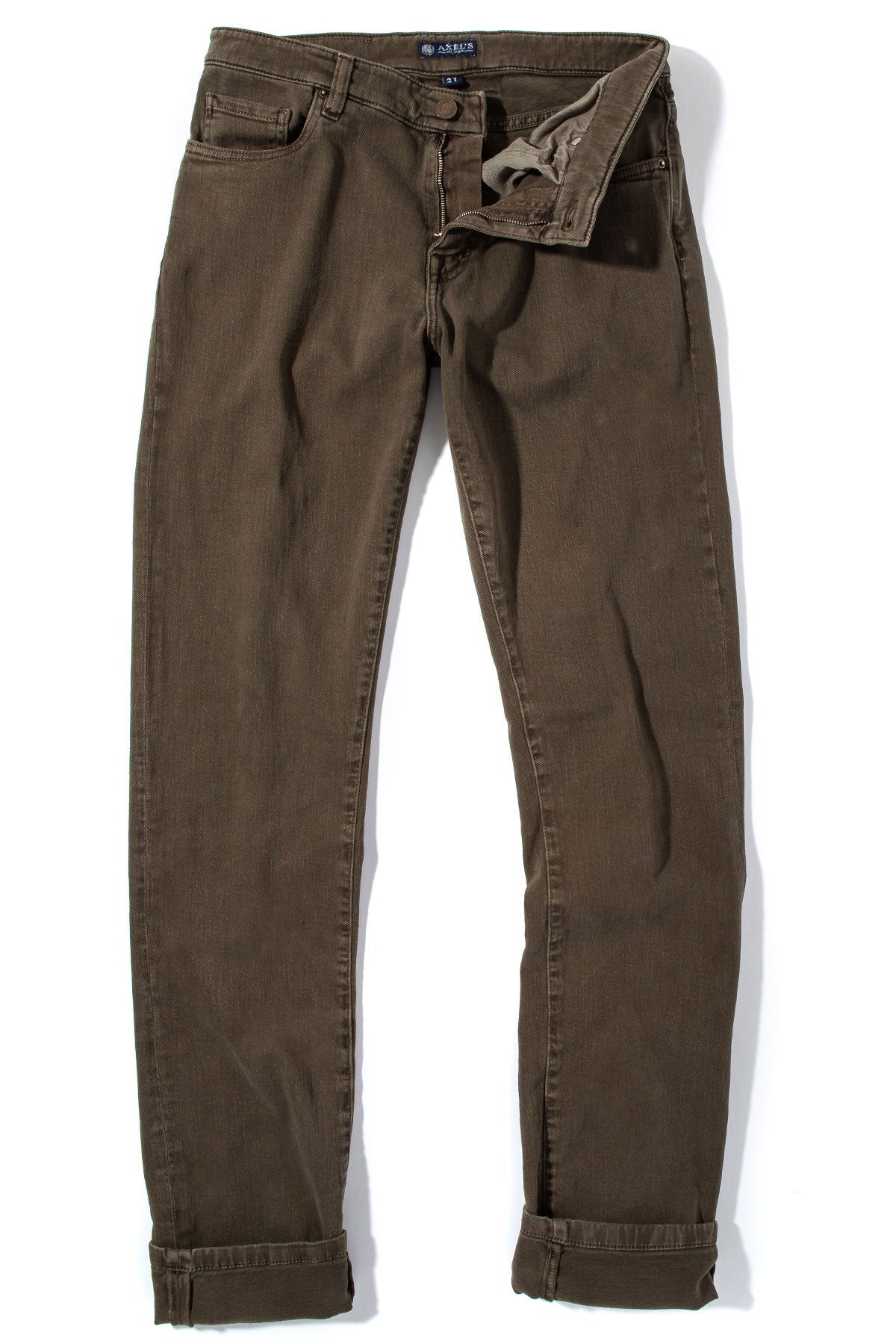 Axel's Premium Denim | Taos Slim Cotton/Linen Denim in Army | Mens - Pants - 5 Pocket