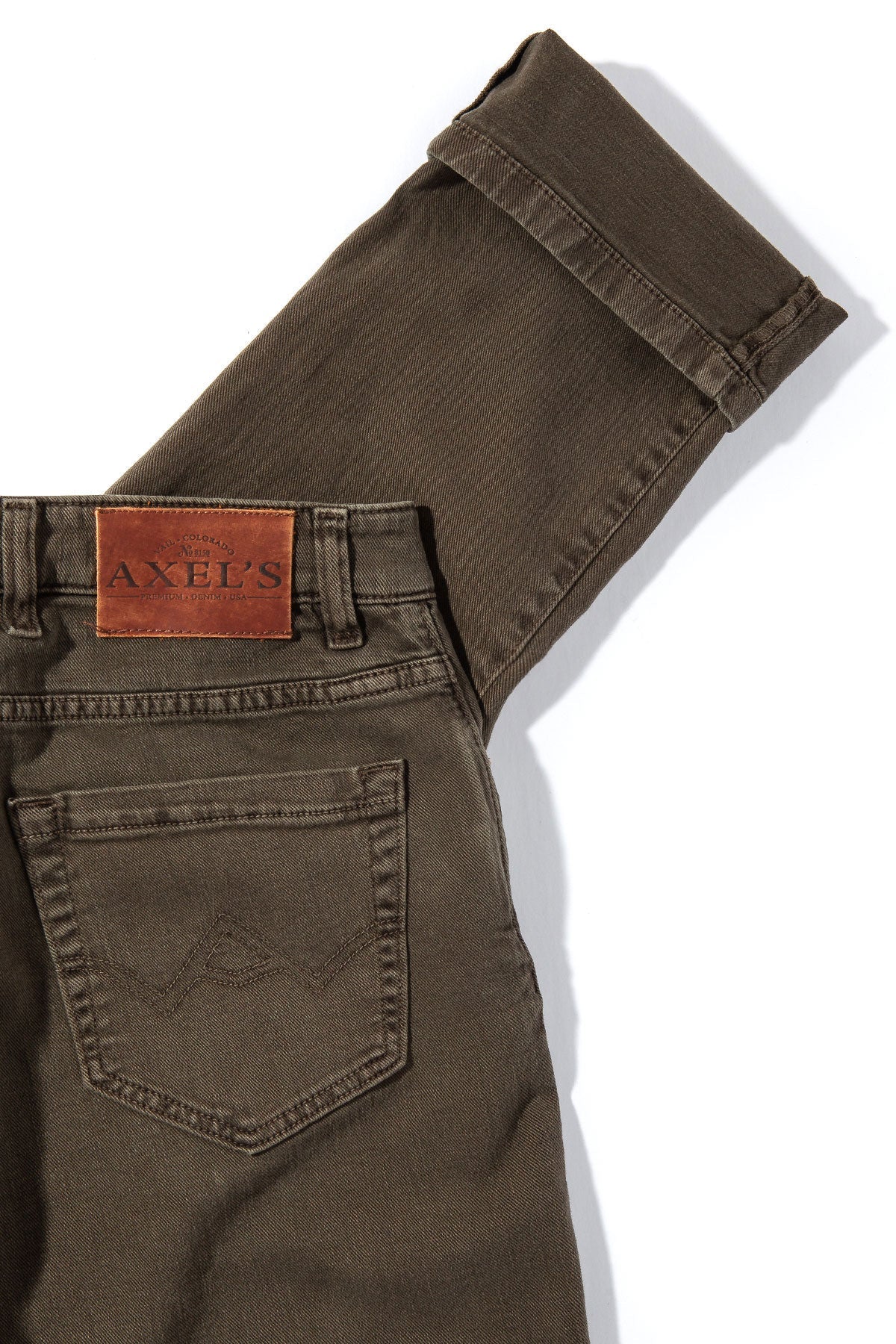 Axel's Premium Denim | Taos Slim Cotton/Linen Denim in Army | Mens - Pants - 5 Pocket