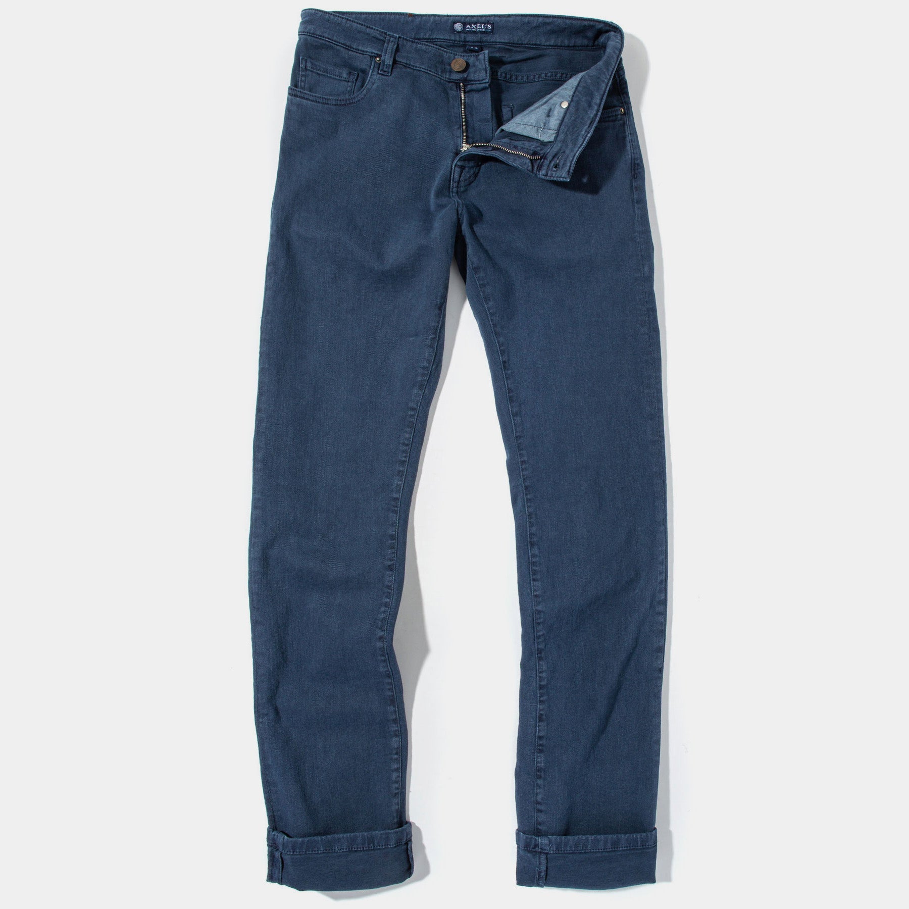 Axel's Premium Denim | Taos Slim Cotton/Linen Denim in Blu Oxford | Mens - Pants - 5 Pocket