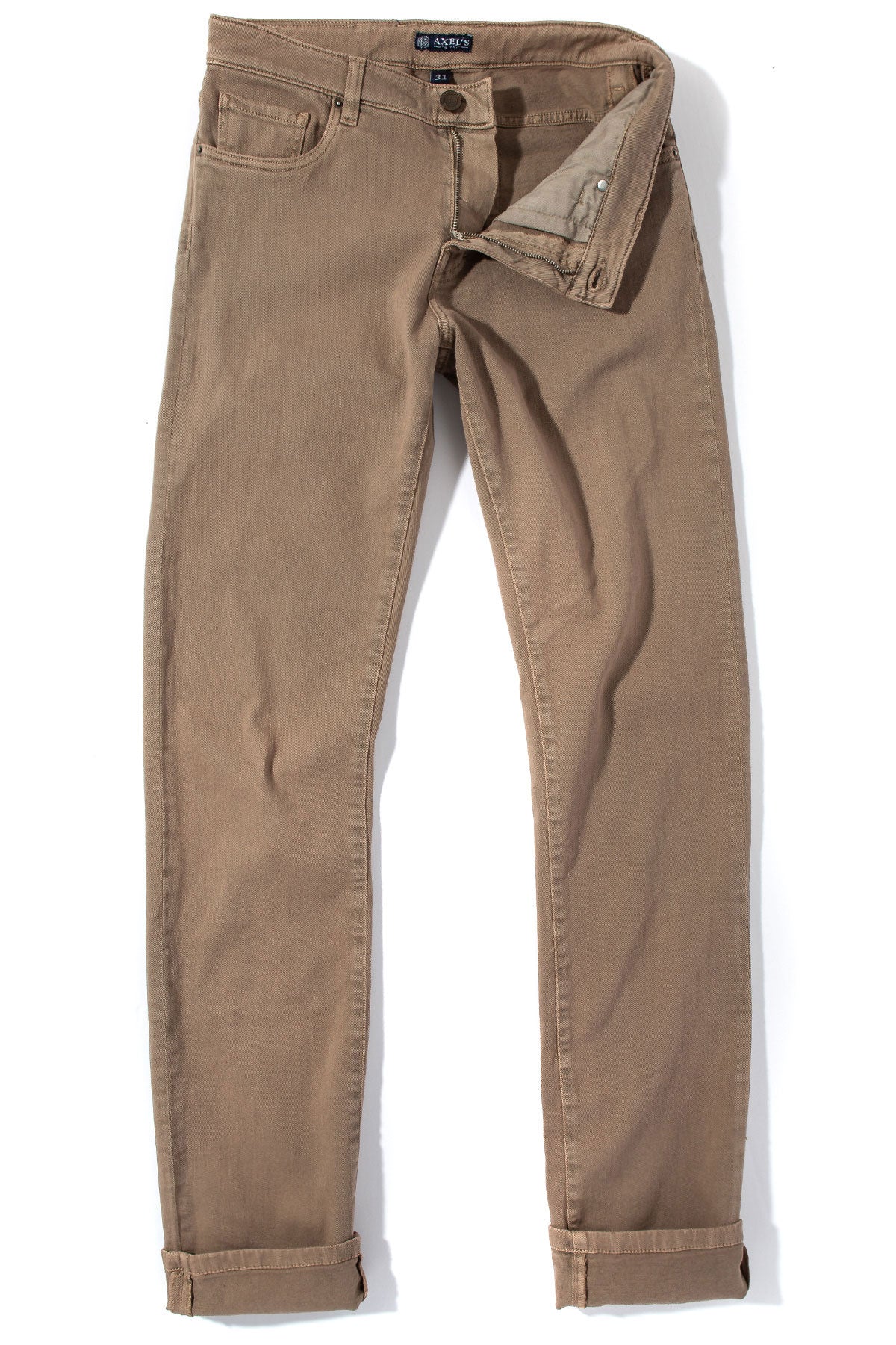 Axel's Premium Denim | Taos Slim Cotton/Linen Denim in Tortora | Mens - Pants - 5 Pocket