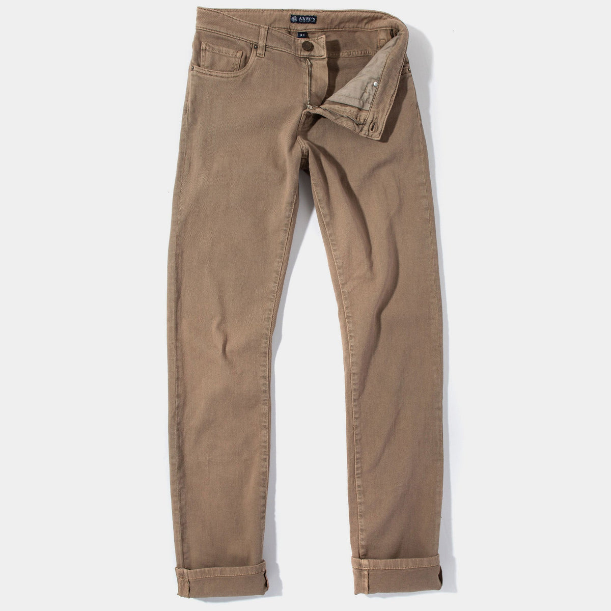 Axel's Premium Denim | Taos Slim Cotton/Linen Denim in Tortora | Mens - Pants - 5 Pocket