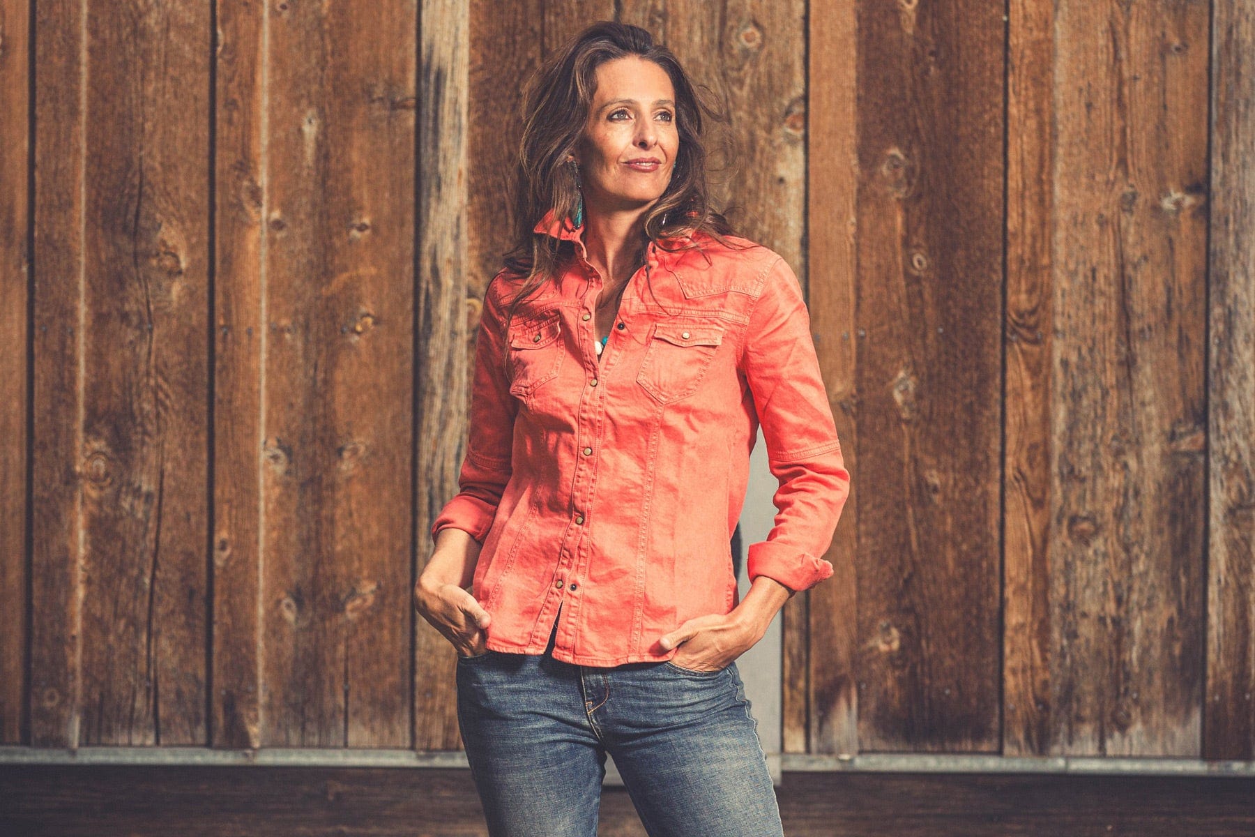 Axel's Premium Denim Yarmony Linen-Cotton Snap Shirt In Tropicale | Ladies - Snap Shirts