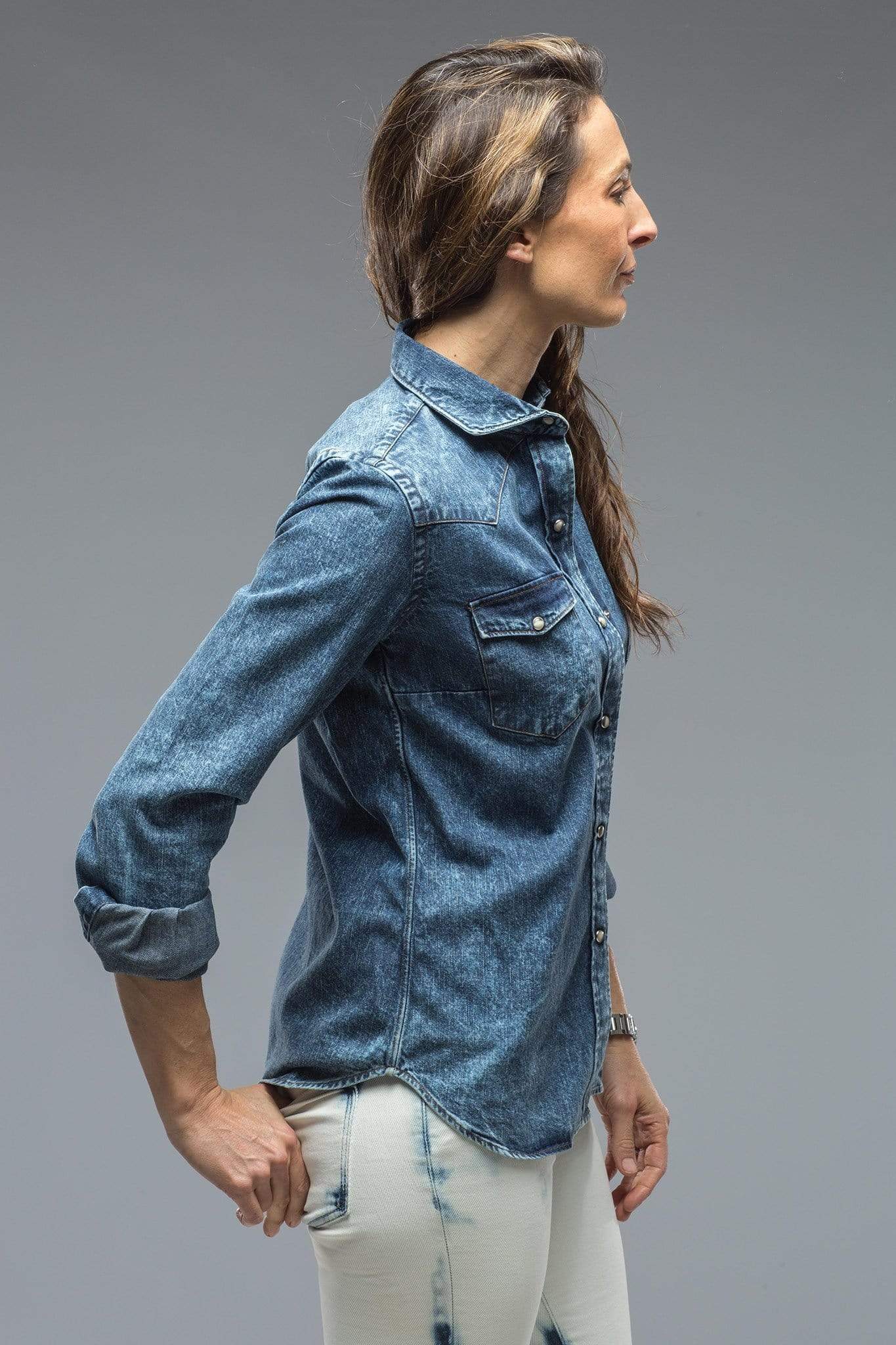 Marble Denim Snap Shirt - AXEL'S