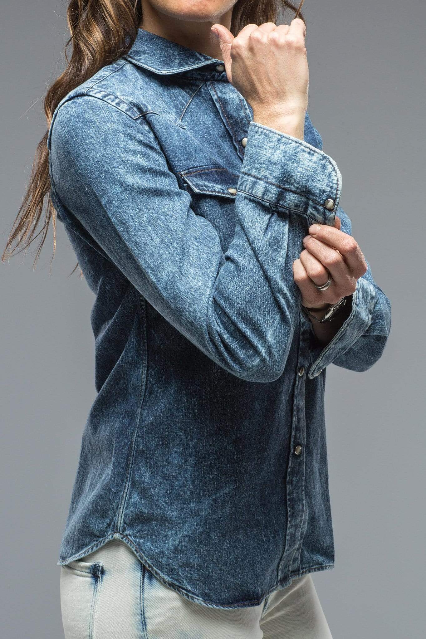 Marble Denim Snap Shirt - AXEL'S