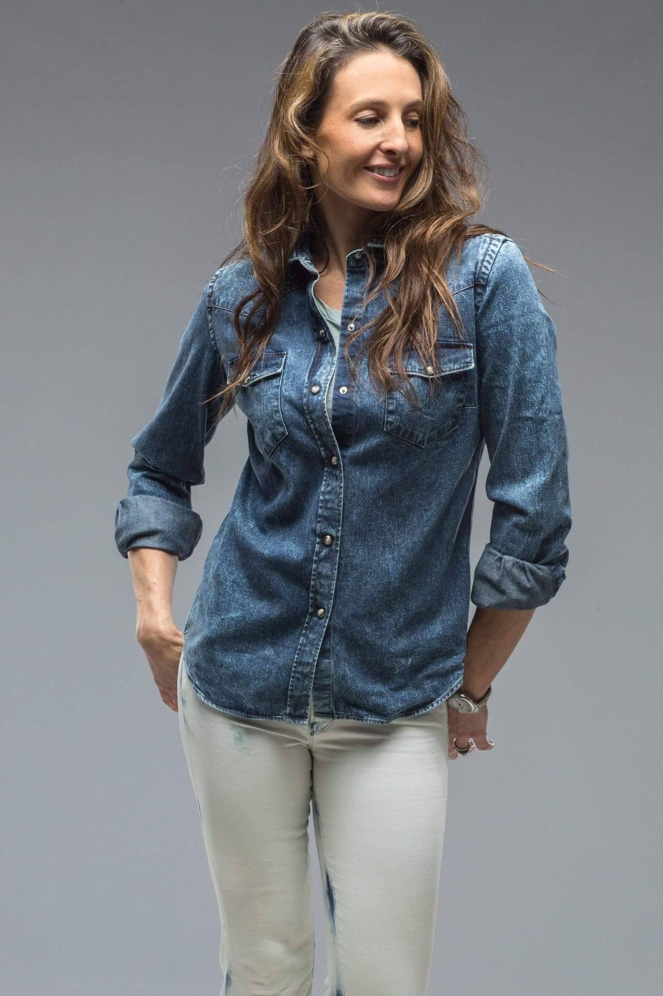 Marble Denim Snap Shirt - AXEL'S