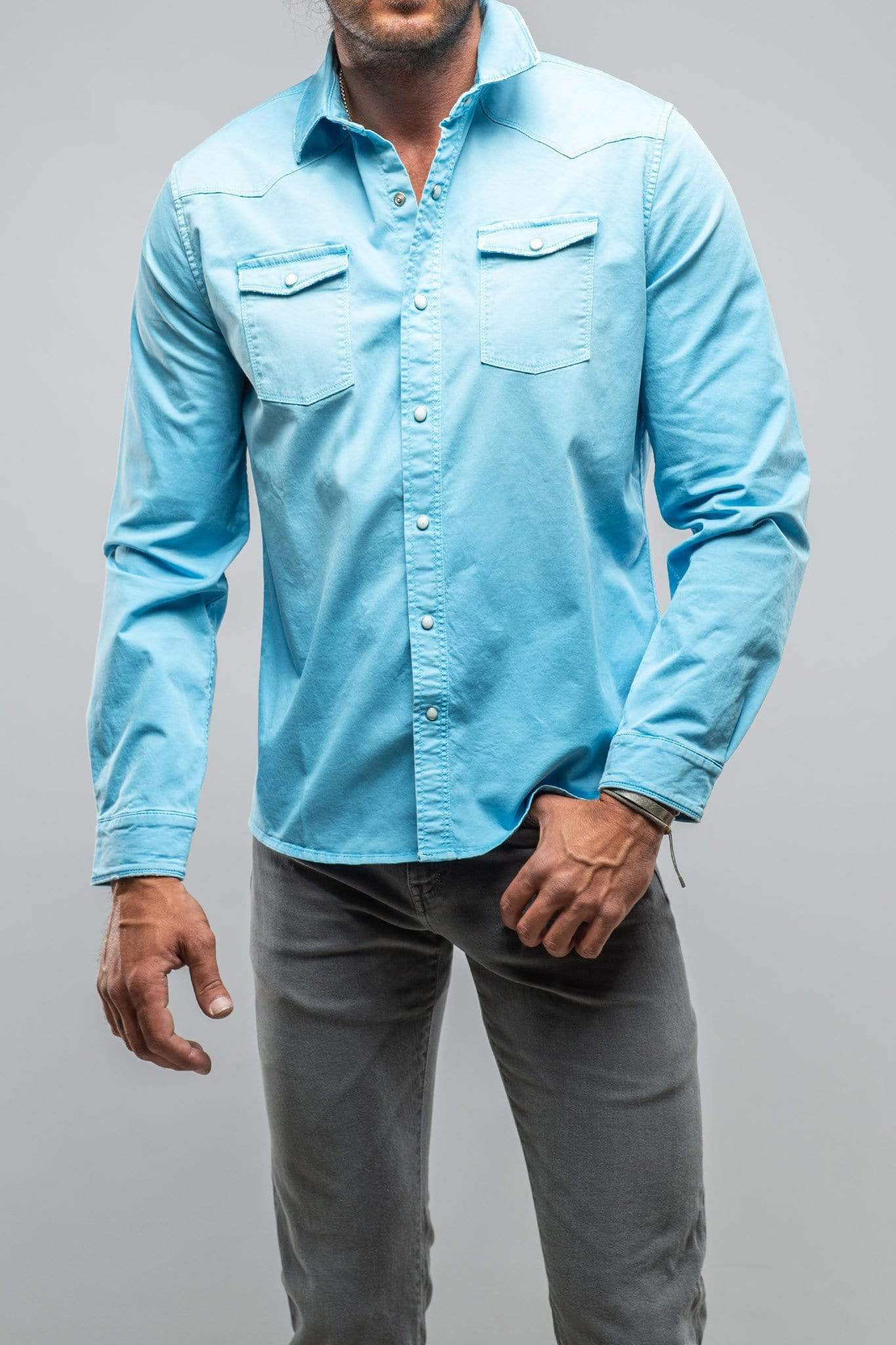 Axel's Premium Denim Cassidy Snap Shirt In Oltremare | Mens - Snap Shirts