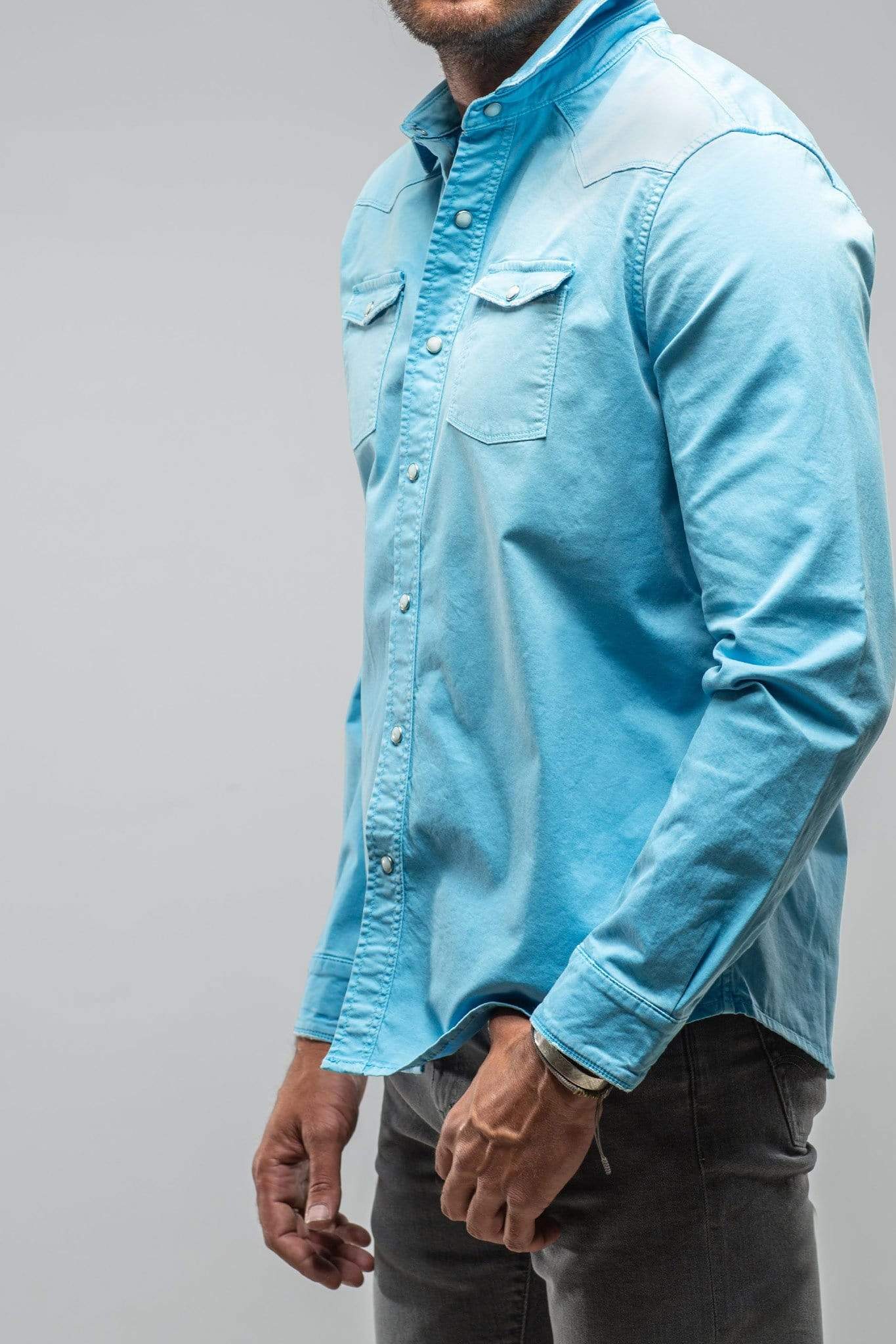 Axel's Premium Denim Cassidy Snap Shirt In Oltremare | Mens - Snap Shirts