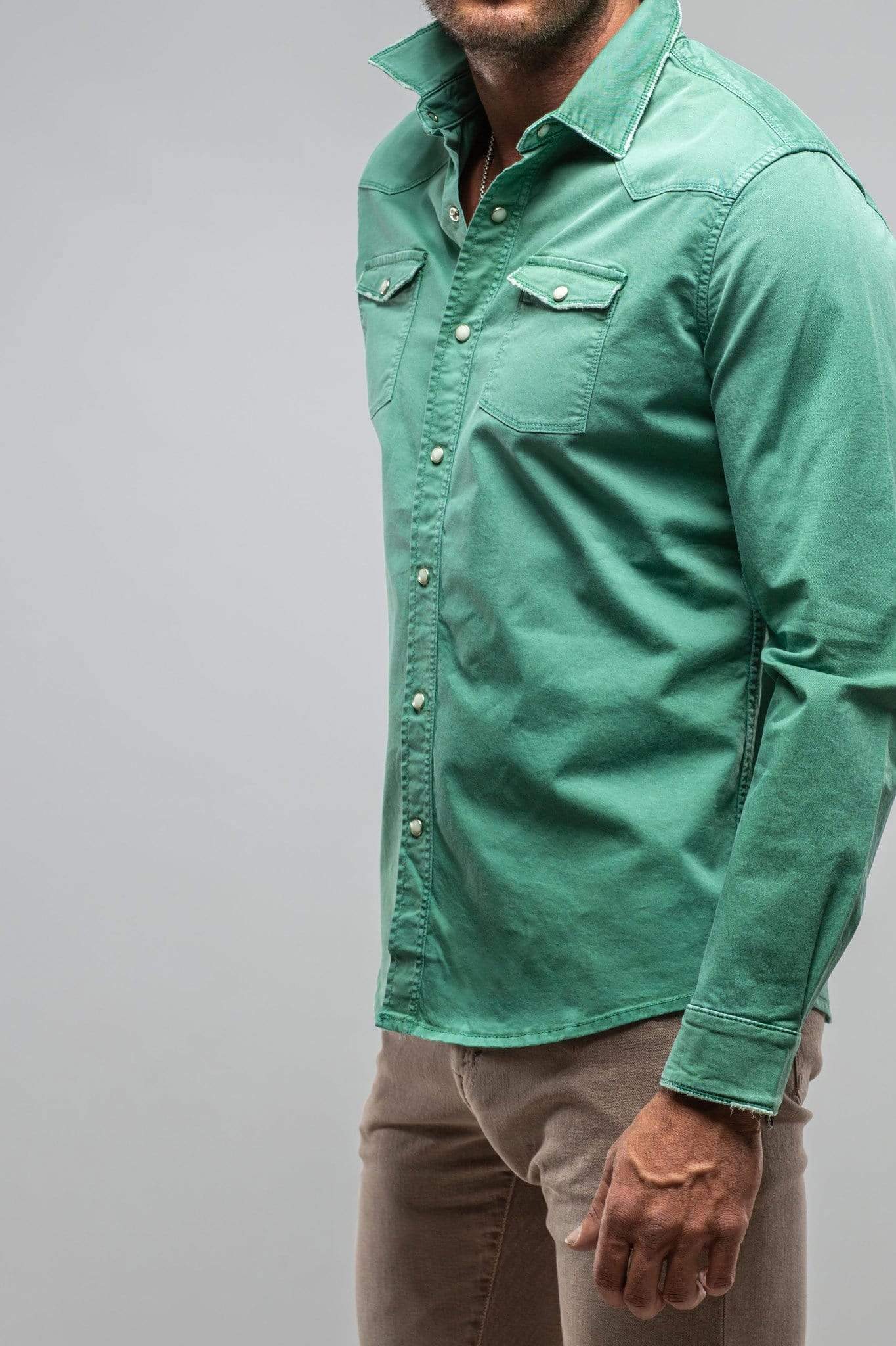 Axel's Premium Denim Cassidy Snap Shirt Verde Giada | Mens - Snap Shirts