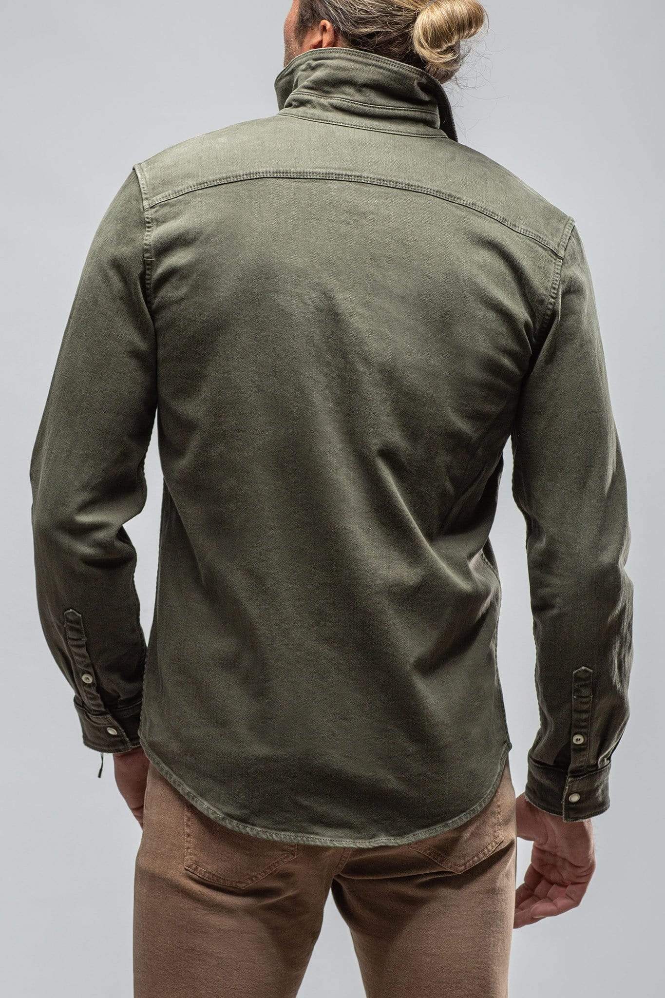 Ranger Colored Denim Snap Shirt In Army - AXEL'S