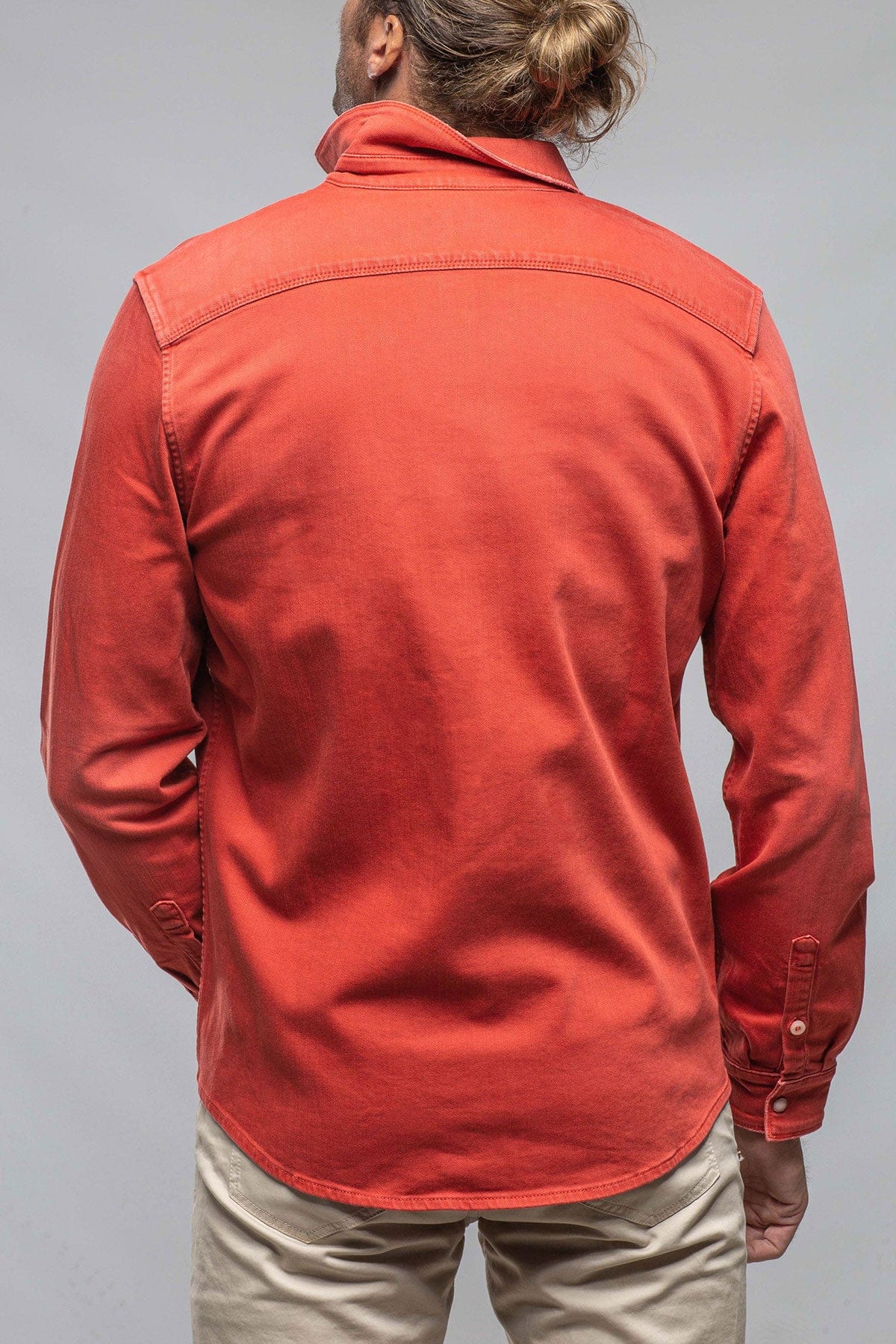 Axel's Premium Denim Ranger Colored Denim Snap Shirt In Corallo | Unclassified