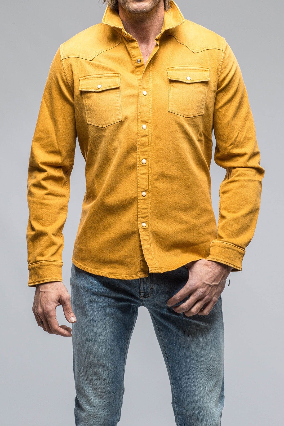 Ranger Colored Denim Snap Shirt In Curcuma - AXEL'S