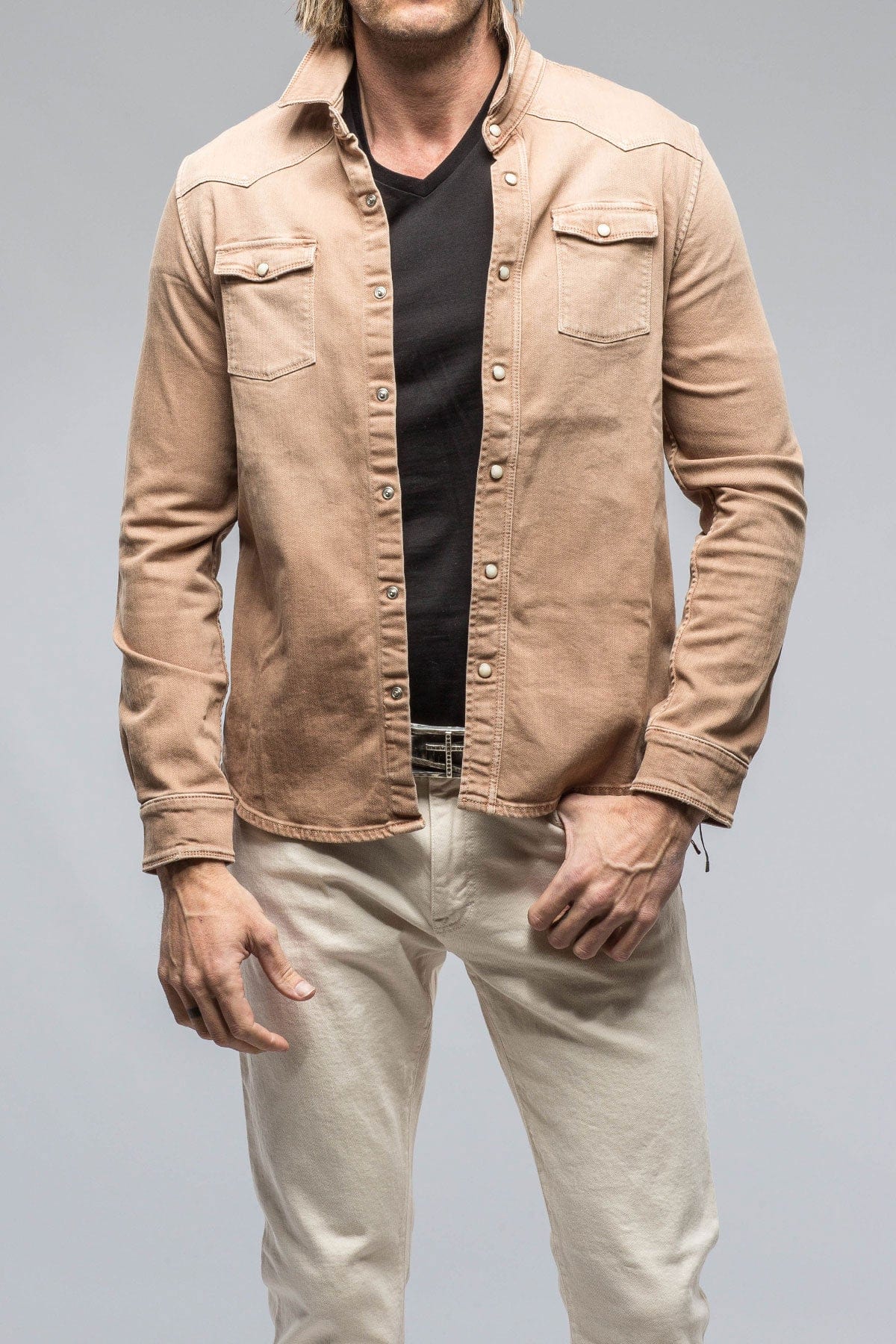 Ranger Colored Denim Snap Shirt In Melone - AXEL'S