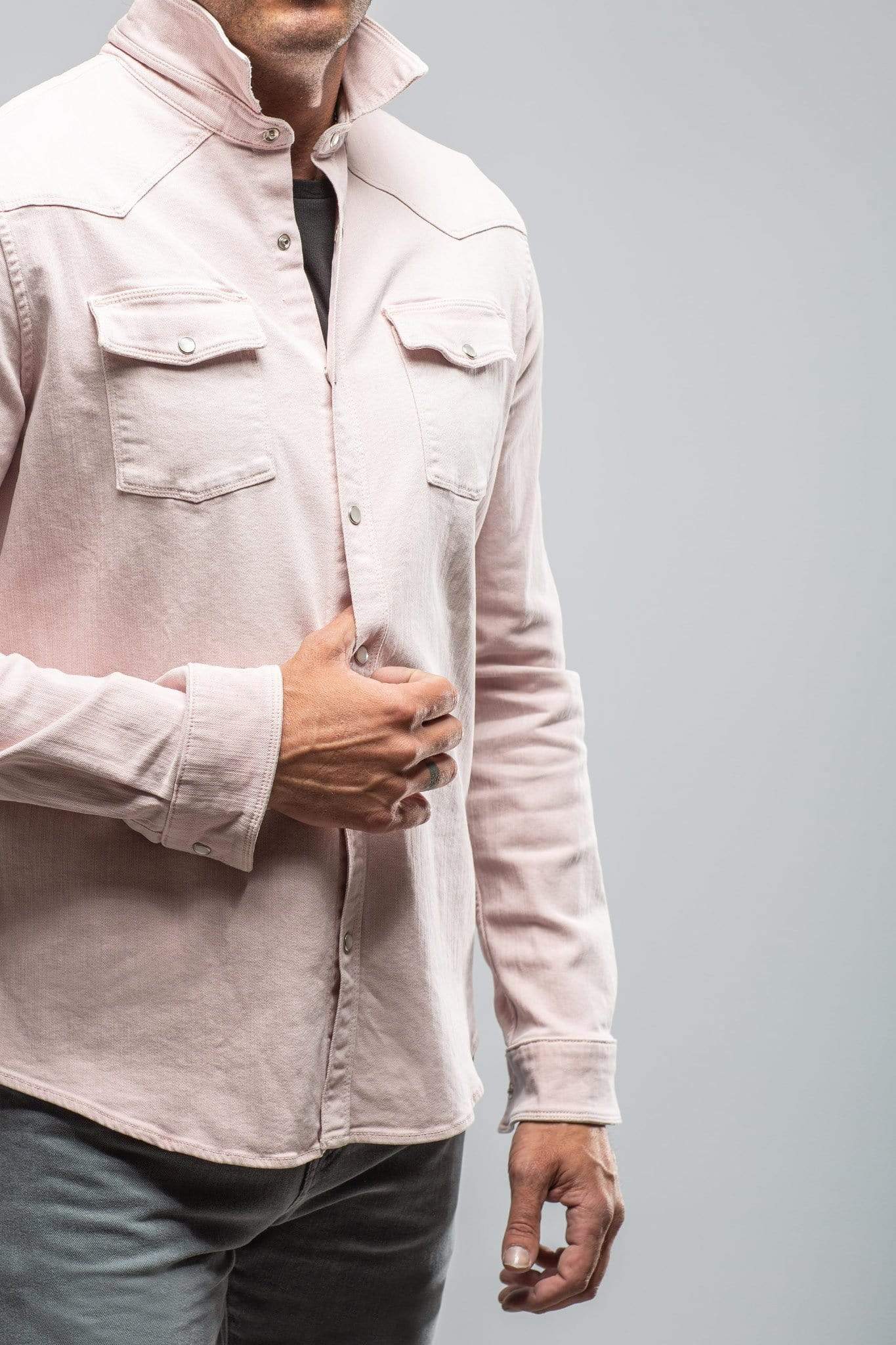 Ranger Colored Denim Snap Shirt In Red Beet - AXEL'S