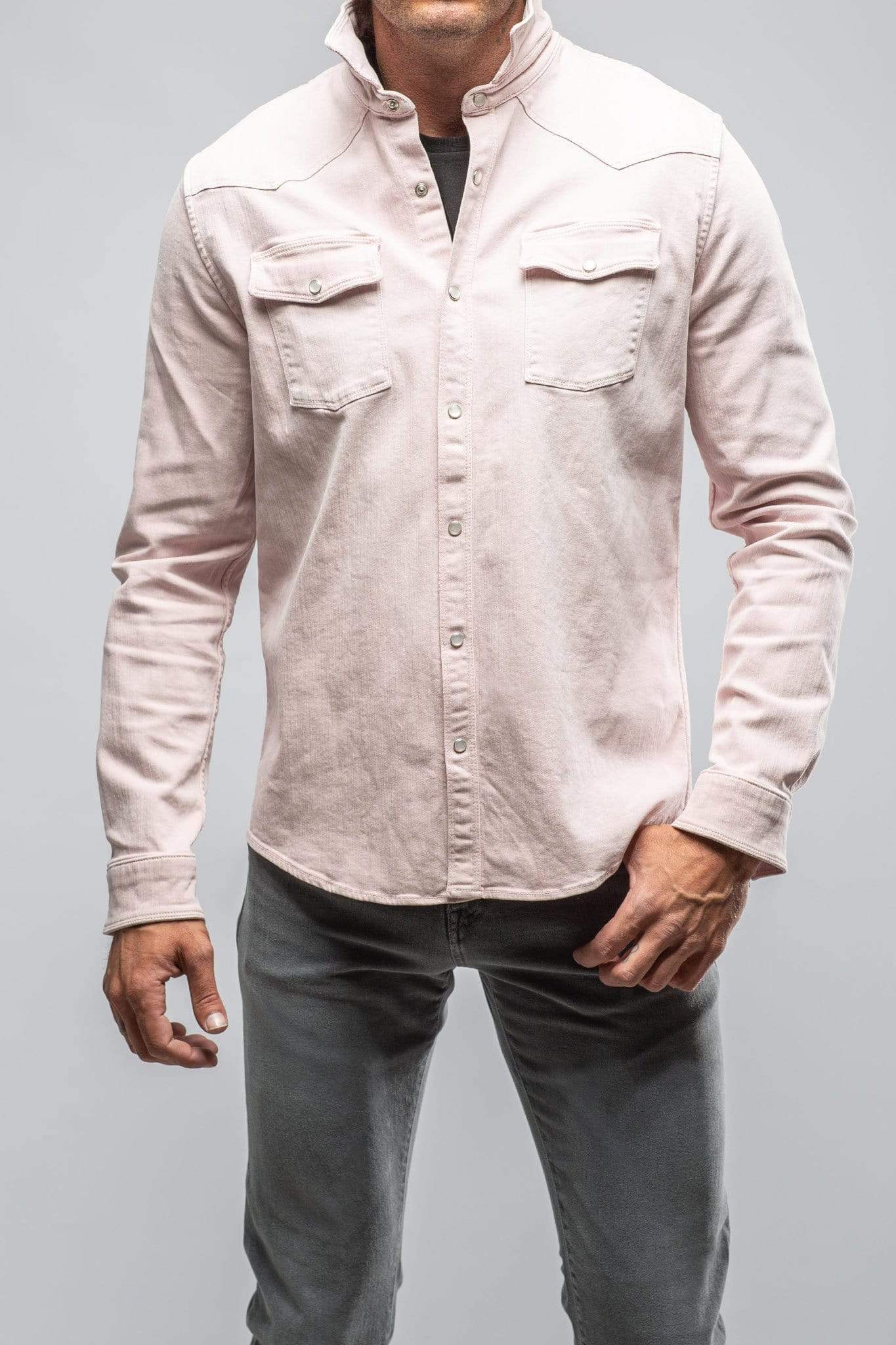 Ranger Colored Denim Snap Shirt In Red Beet - AXEL'S