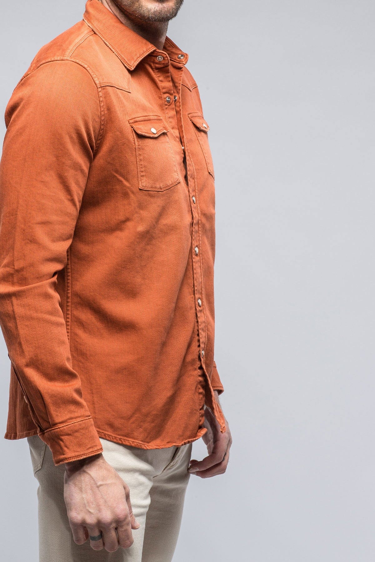 Ranger Colored Denim Snap Shirt In Coccio - AXEL'S