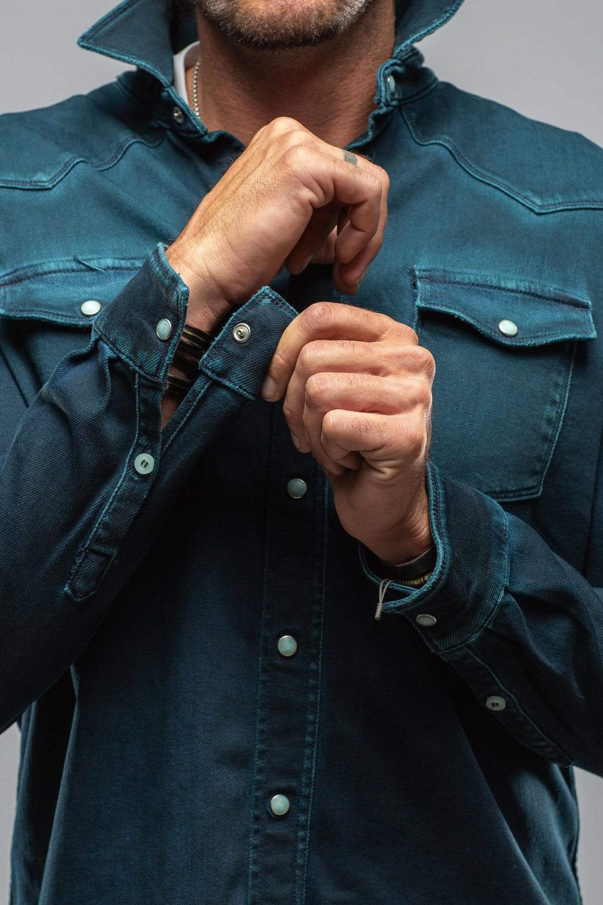 Roper Over-Dyed Western Snap Shirt In Petroleo - AXEL'S