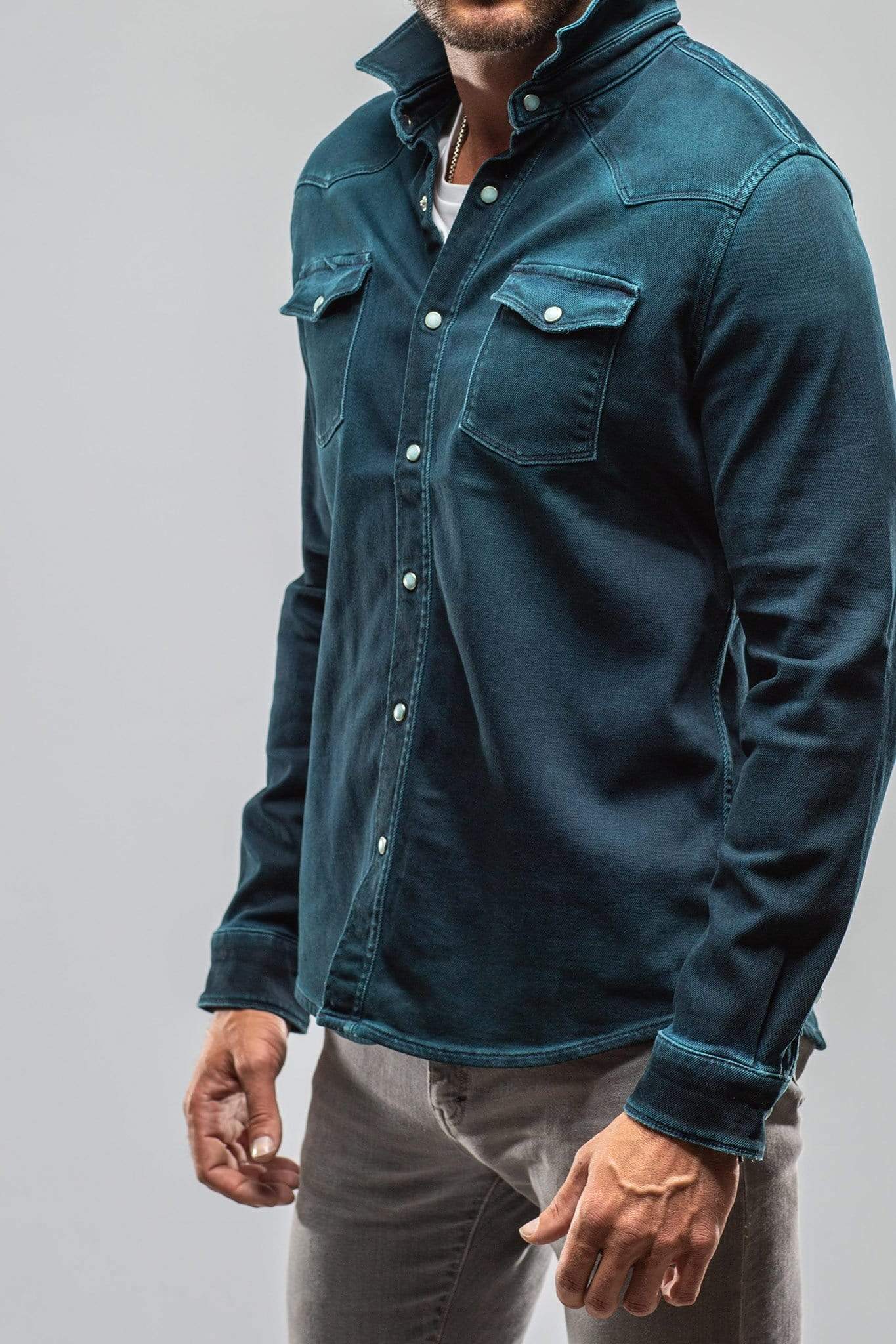 Roper Over-Dyed Western Snap Shirt In Petroleo - AXEL'S